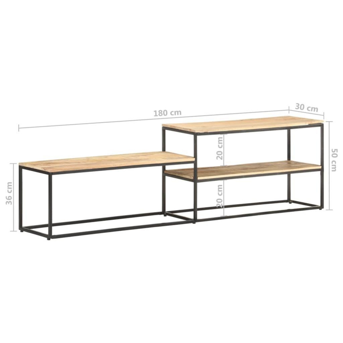 VIDAXL Meuble TV 180x30x50 cm Bois de manguier brut