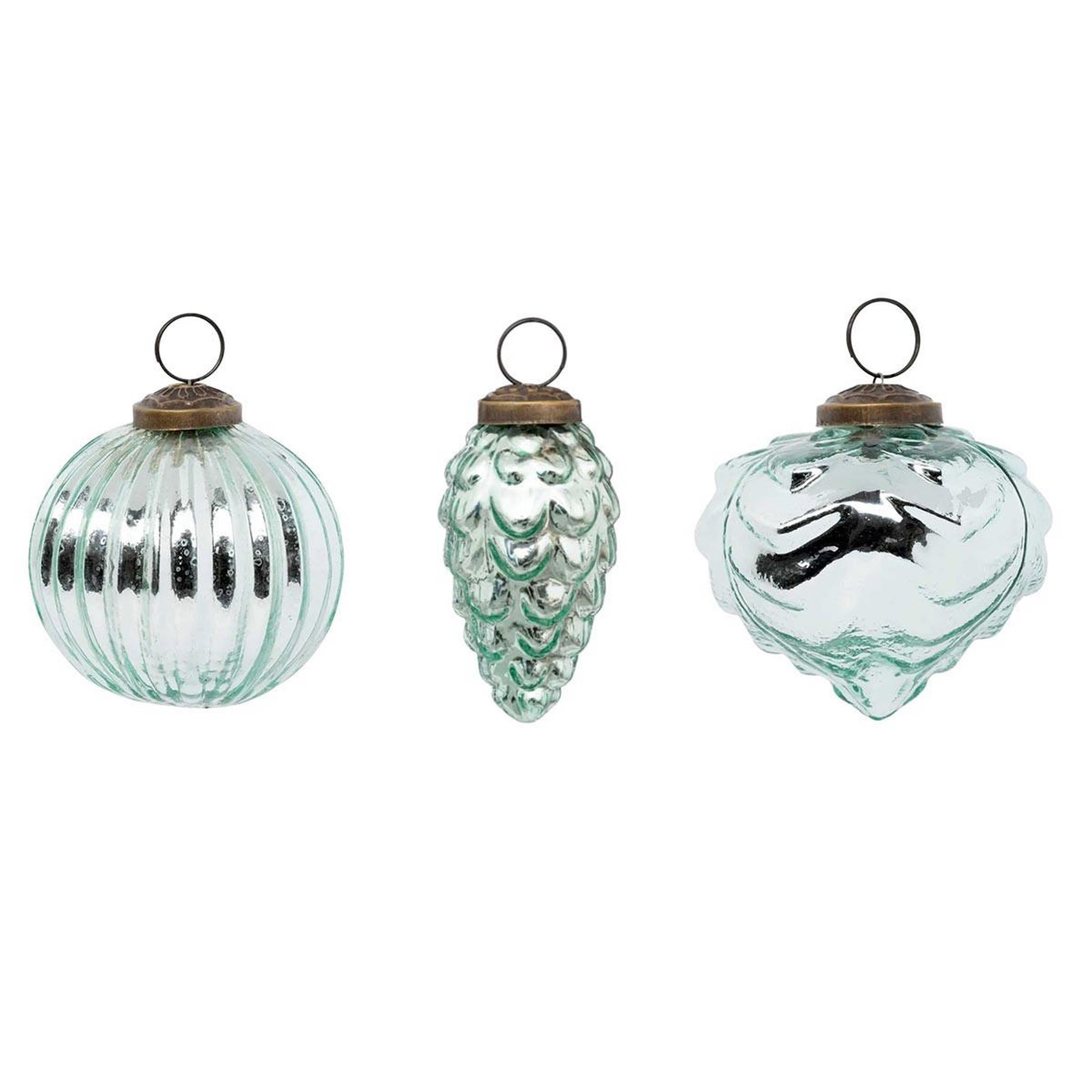 ATMOSPHERA Lot de 3 boules de noël  formes  8cm vert