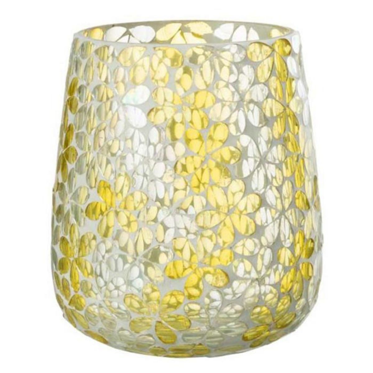 Paris Prix Photophore Design en Verre  Fleurs  18cm Jaune