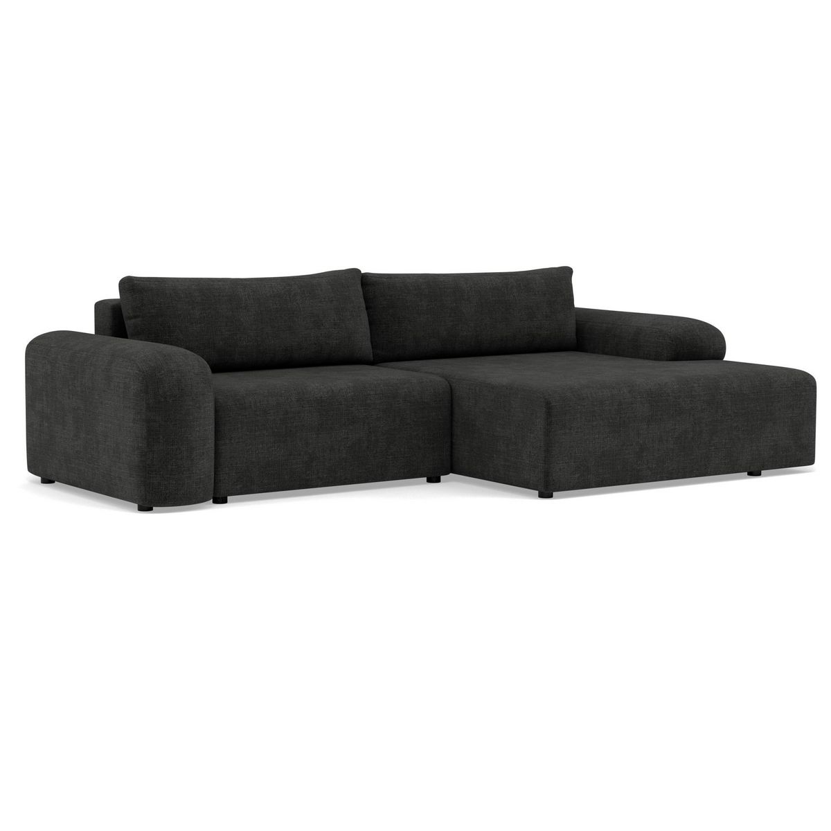 BEST MOBILIER Rebecca - canapé d'angle droit 4 places convertible avec coffre en velours texturé