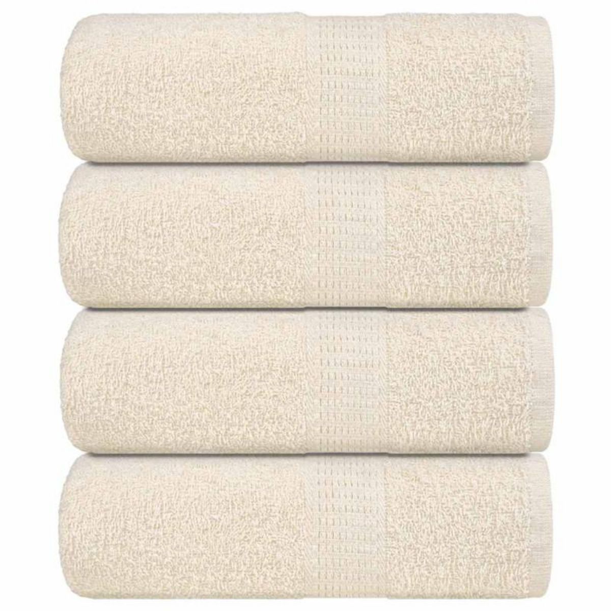 VIDAXL Serviettes de visage 4 pcs crème 30x30 cm 360 g m² 100% coton
