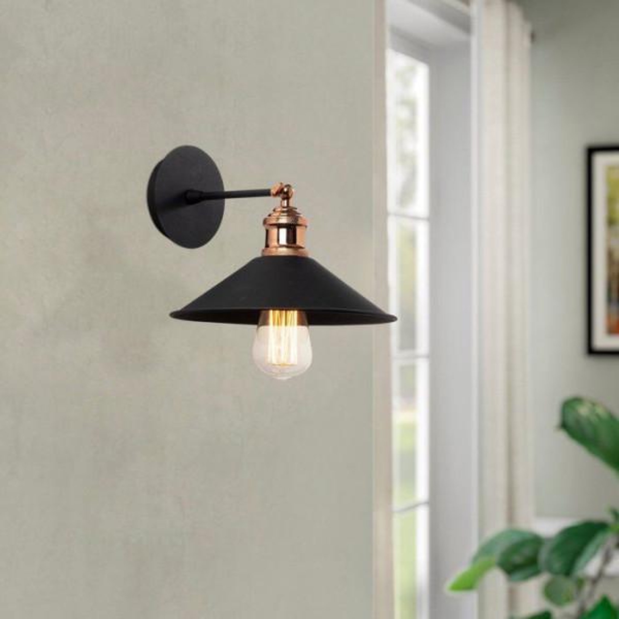 Voir la diapositive 2 : MARKET24 Applique murale Black - Métal noir - Design moderne - Ambiance cosy