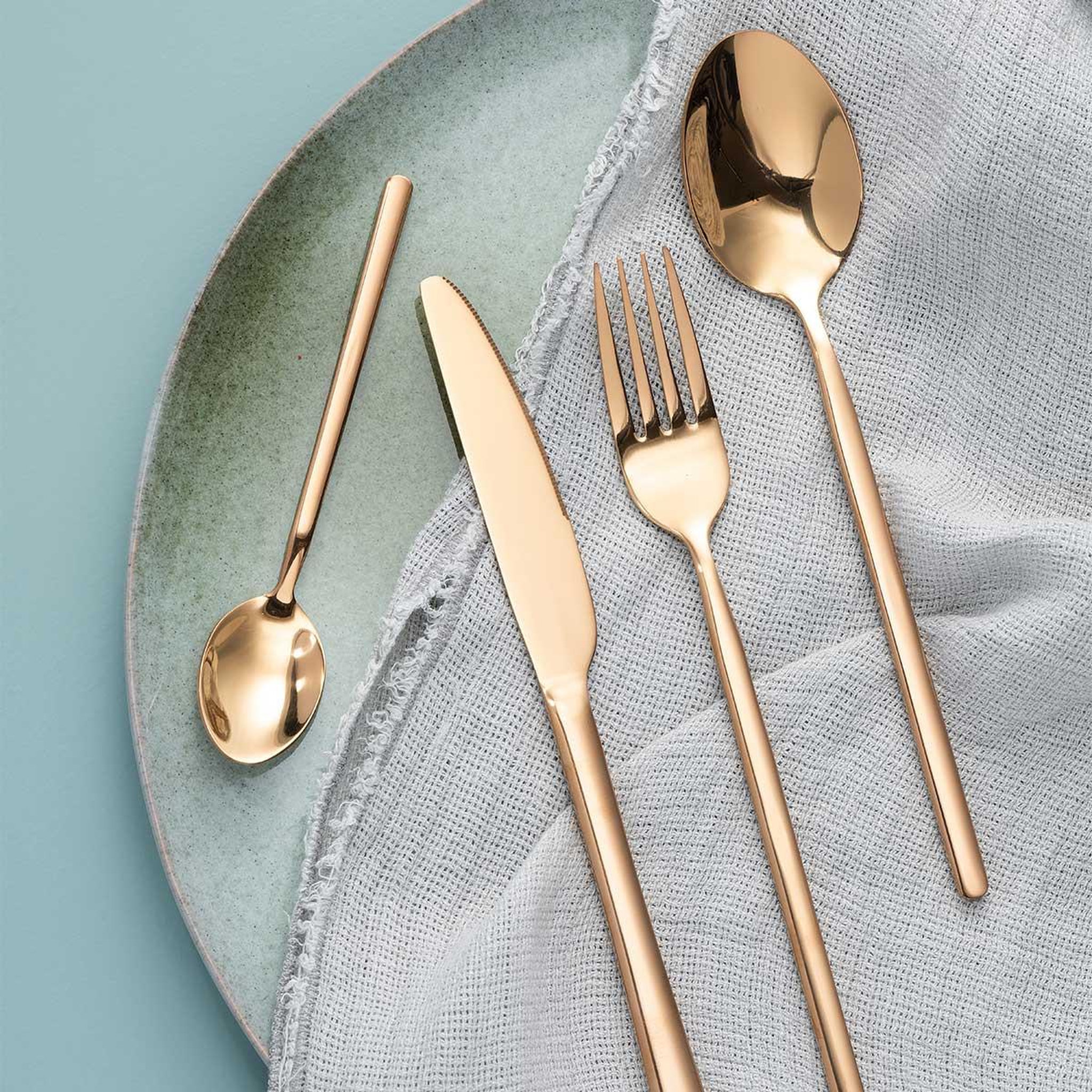 Voir la diapositive 2 : J-LINE Ménagère 24 Pièces en Inox  Brillant  27cm Cuivre