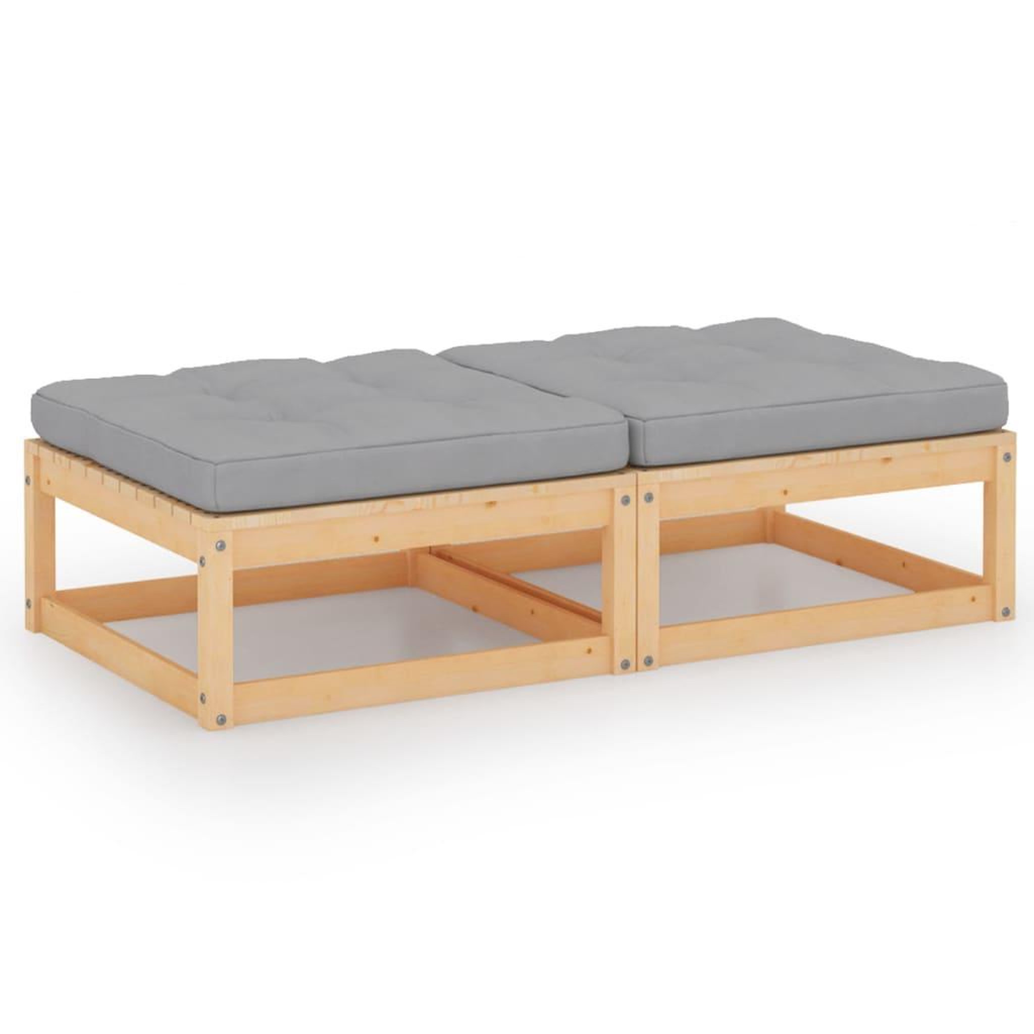 Voir la diapositive 1 : VIDAXL Repose-pieds de jardin avec coussins lot de 2 Bois pin solide