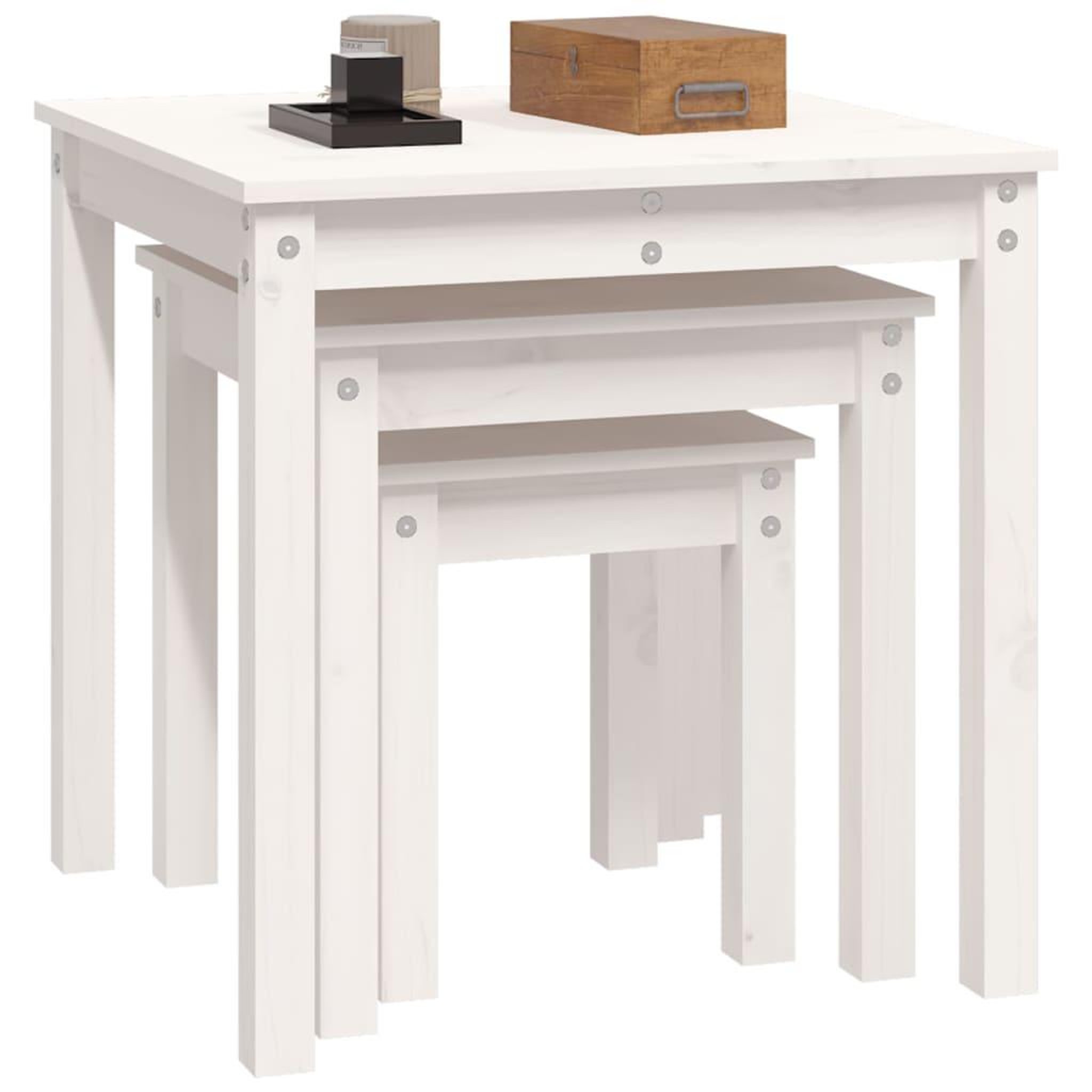Voir la diapositive 5 : VIDAXL Tables gigognes 3 pcs Blanc Bois de pin massif