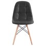 IDIMEX Lot de 2 chaises CESAR pour salle à manger ou cuisine avec 4 pieds en bois et assise capitonnée, revêtement synthétique noir