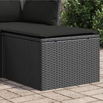 VIDAXL Tabouret de jardin avec coussin noir 55x55x37 cm resine tressee