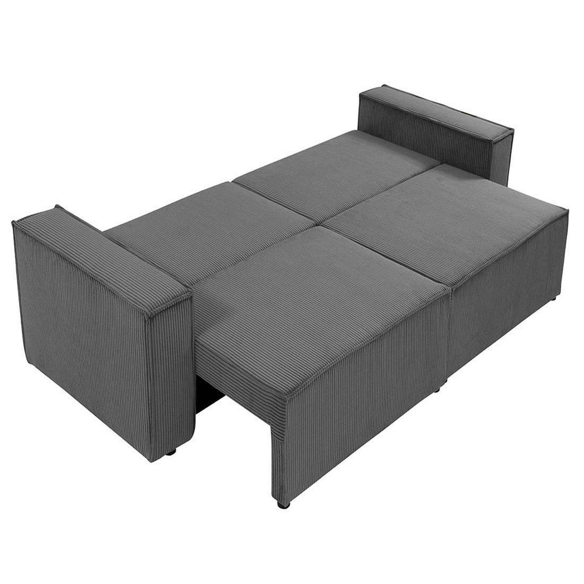 Voir la diapositive 4 : BEST MOBILIER Cezanne - canapé droit 3 places convertible avec coffre en velours côtelé