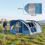 Voir la diapositive 3 : OUTSUNNY Tente camping tunnel 4 pers. imperméable 3000mm - 5,65x3,70x2m - bleu