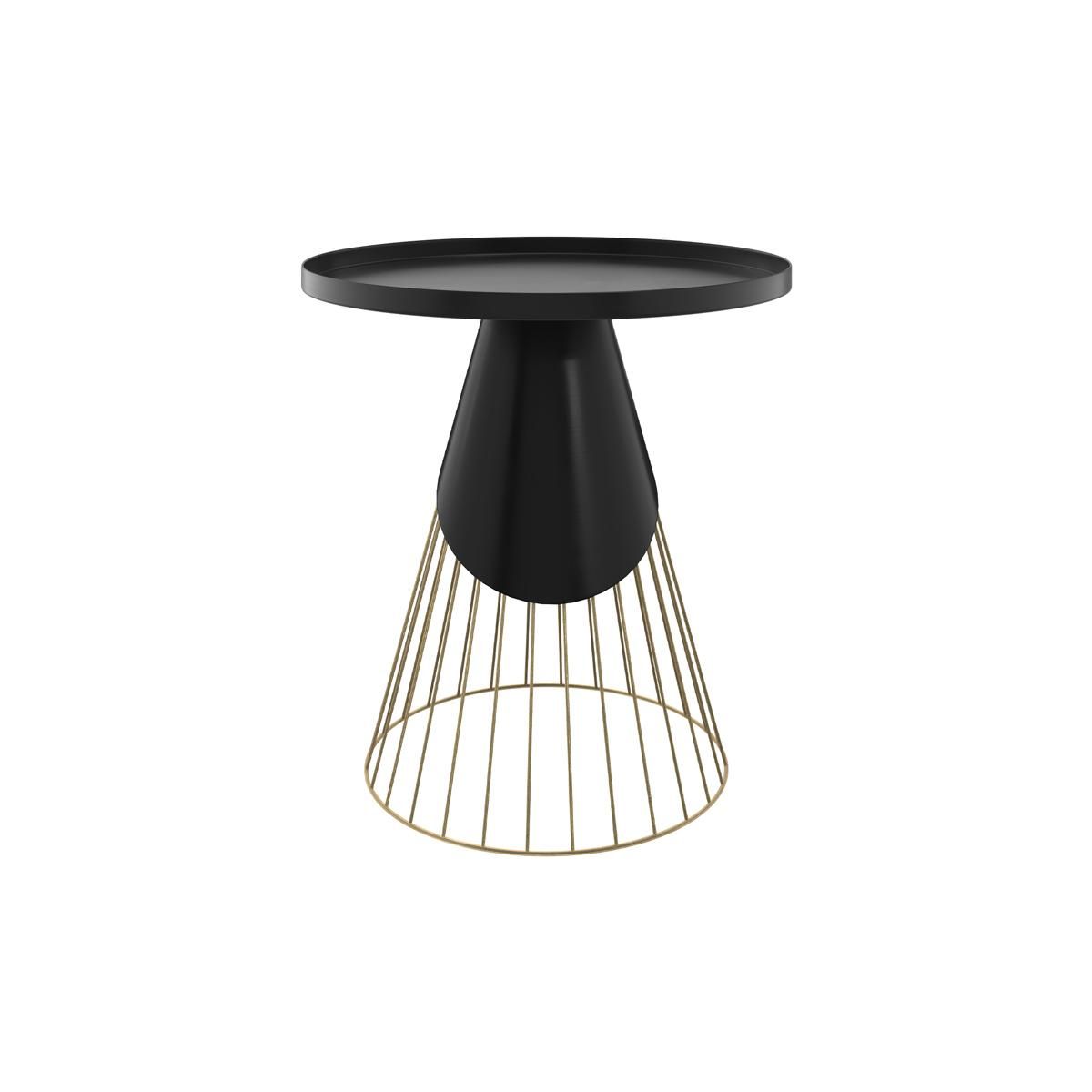 Rendez vous déco Table d'appoint ronde en métal noir et plateau laiton D45 cm - Corry