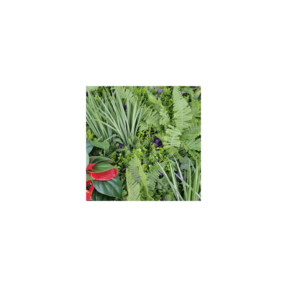 Mur végétal artificiel - Modèle fleur rouge - Dimensions : 100 x 100 cm