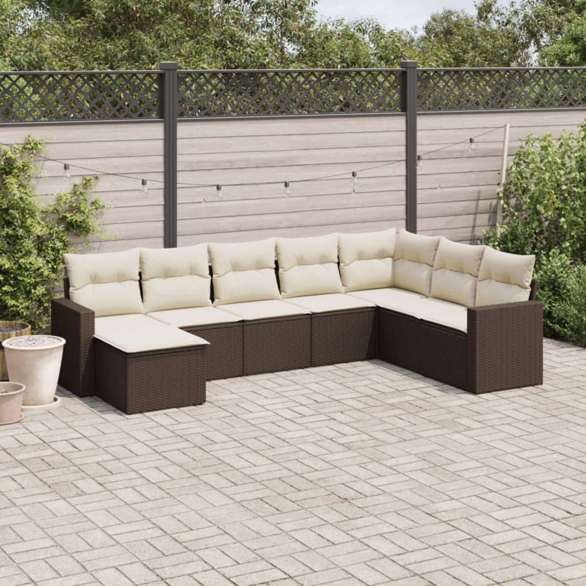 VIDAXL Salon de jardin 8 pcs avec coussins marron resine tressee