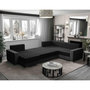 Voir la diapositive 2 : BEST MOBILIER Leslie - canapé panoramique d'angle réversible 7 places convertible avec coffre en tissu
