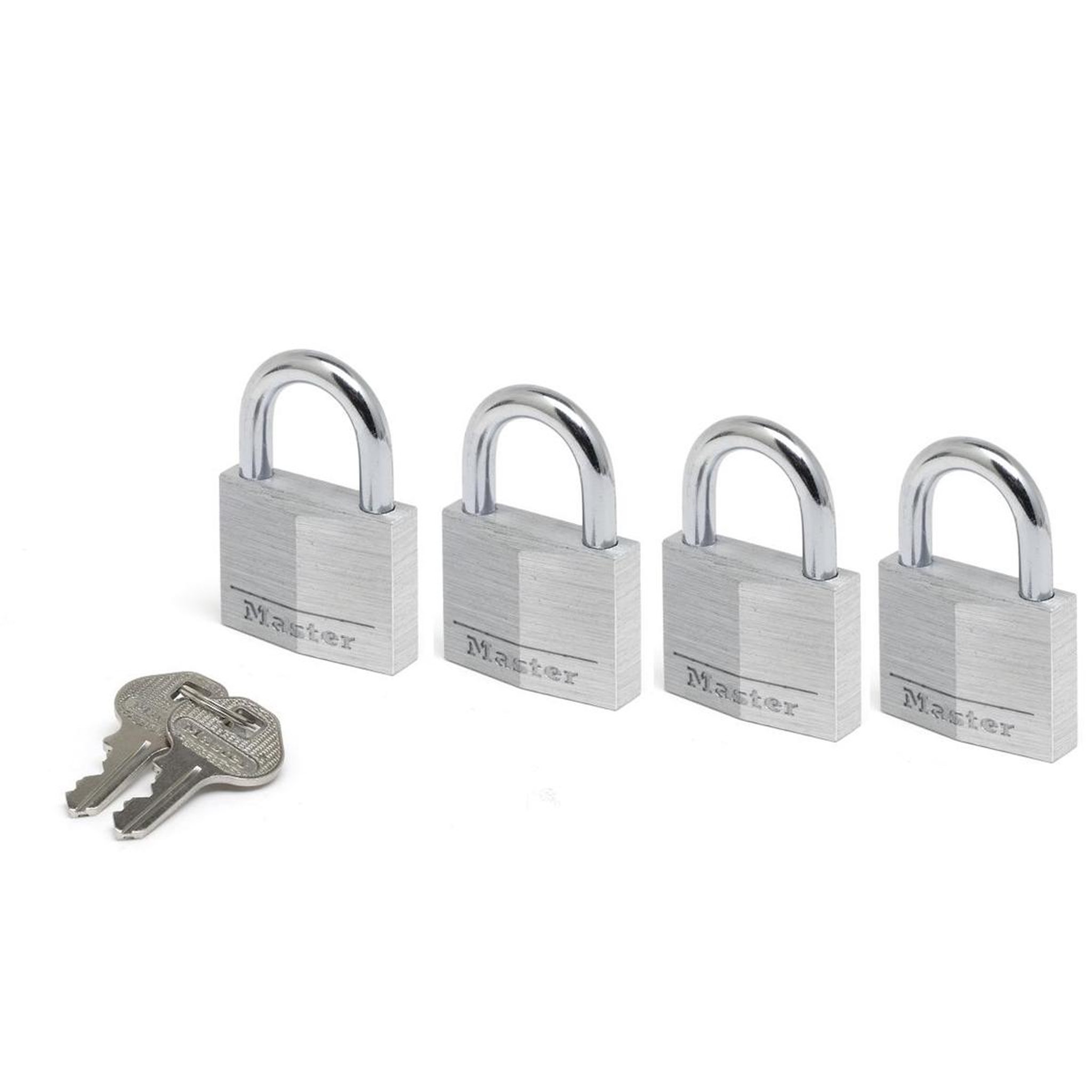 Master lock 9140eurqnop lot de 4 cadenas à clé en aluminium massif, gris, 4 x 5,9 x 1,3 cm