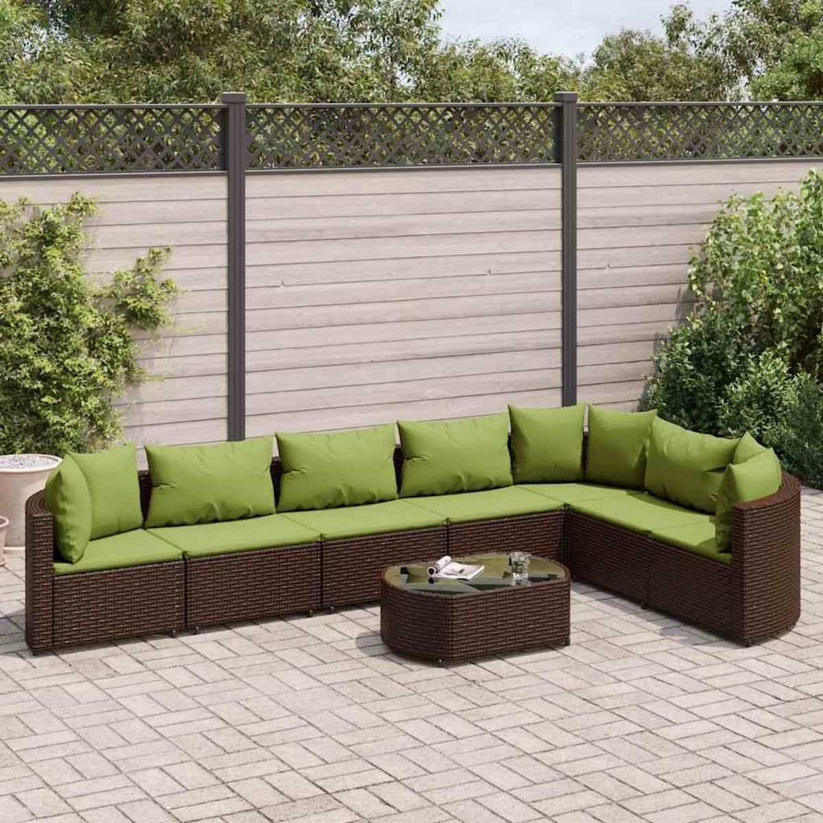 VIDAXL Salon de jardin 8 pcs avec coussins marron resine tressee
