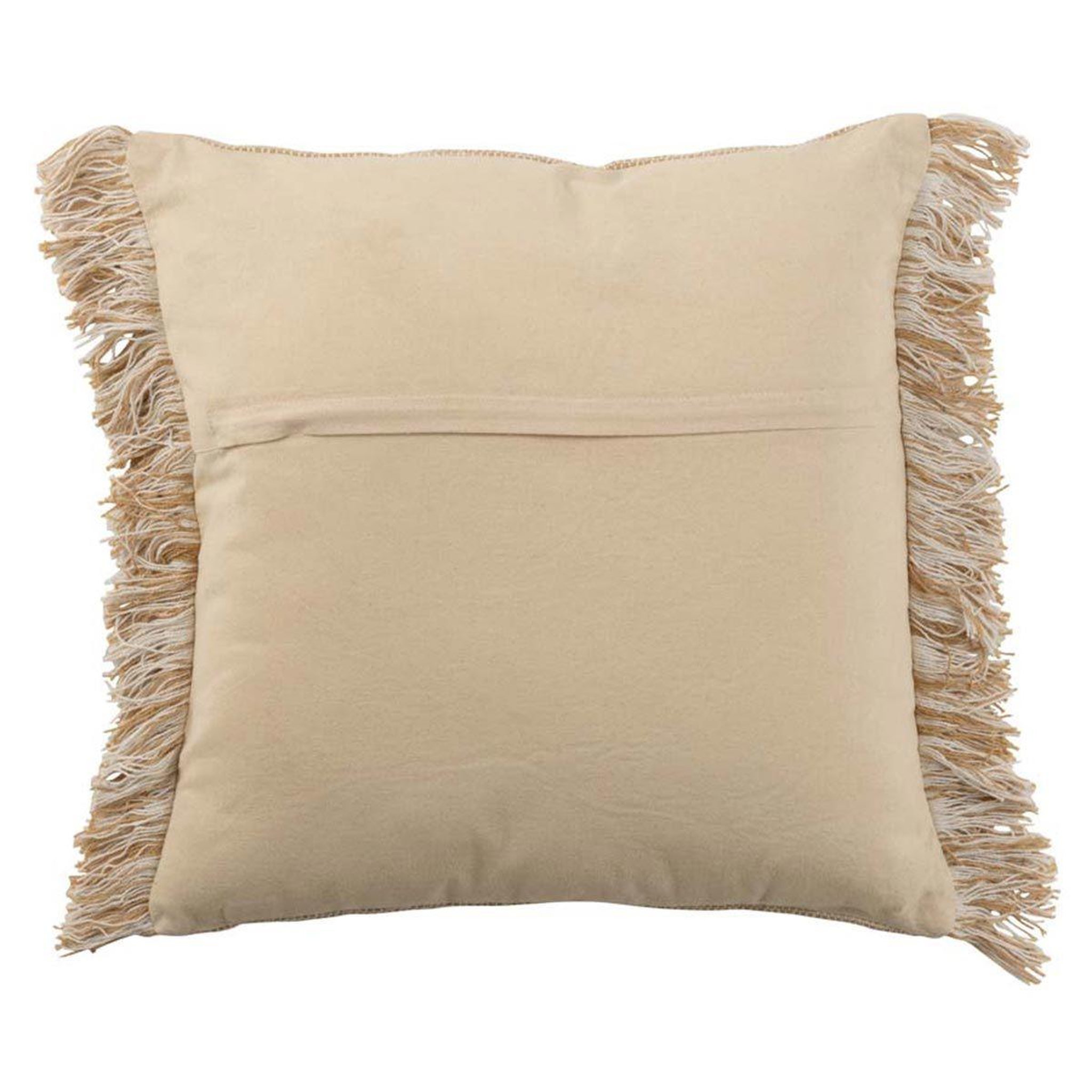 Voir la diapositive 2 : J-LINE Coussin Déco  Franges Coton  45x45cm Beige