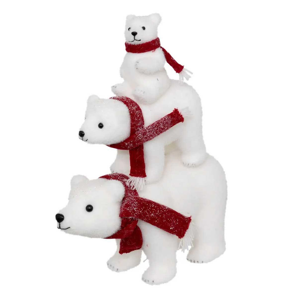 ATMOSPHERA Statuette Pyramide Ours  Écharpe  43cm Blanc