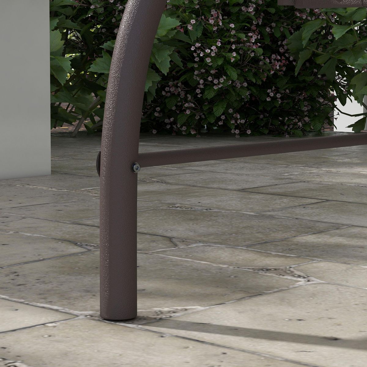 OUTSUNNY Balancelle de jardin convertible 3 places avec coussins métal polyester kaki