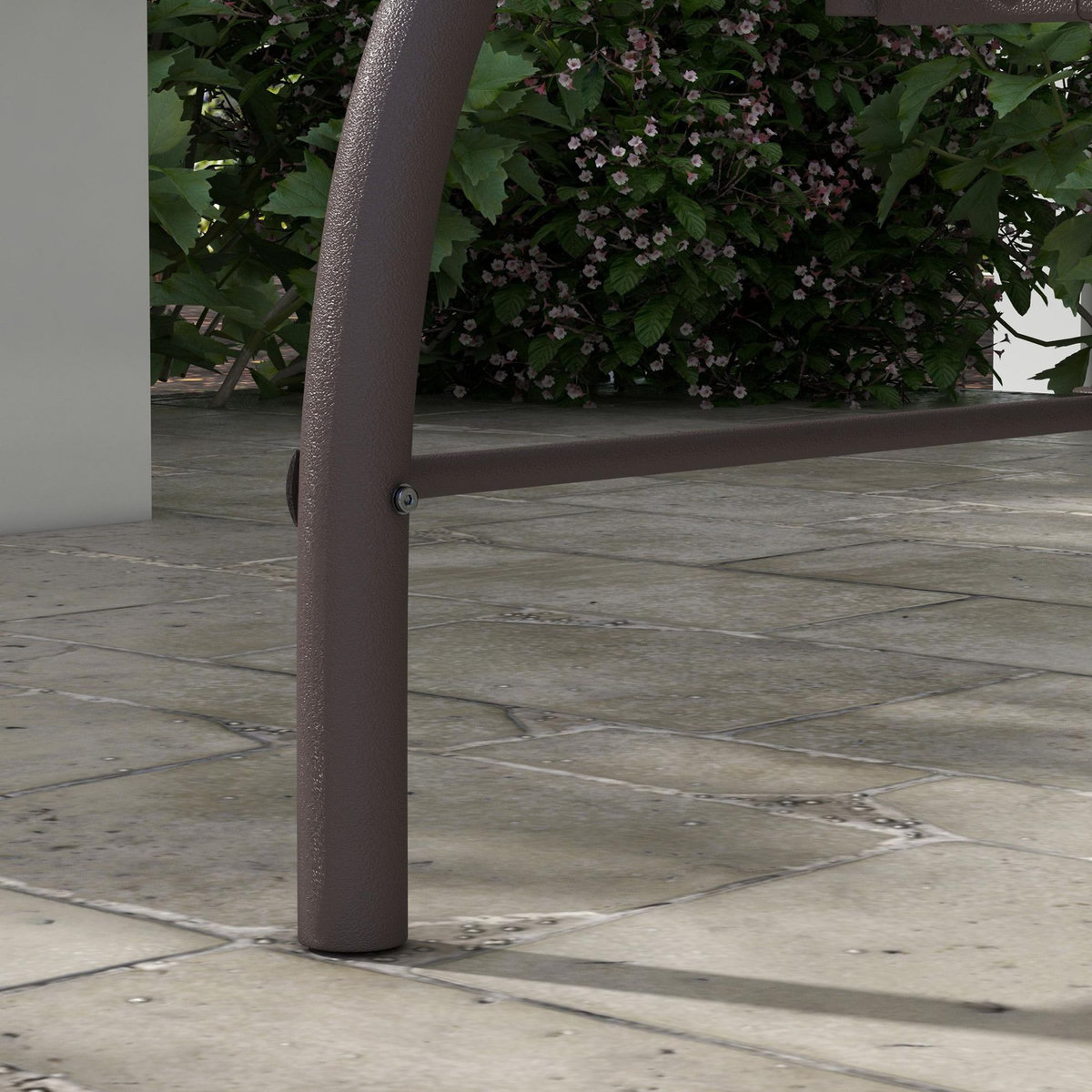 OUTSUNNY Balancelle de jardin convertible 3 places avec coussins métal polyester kaki