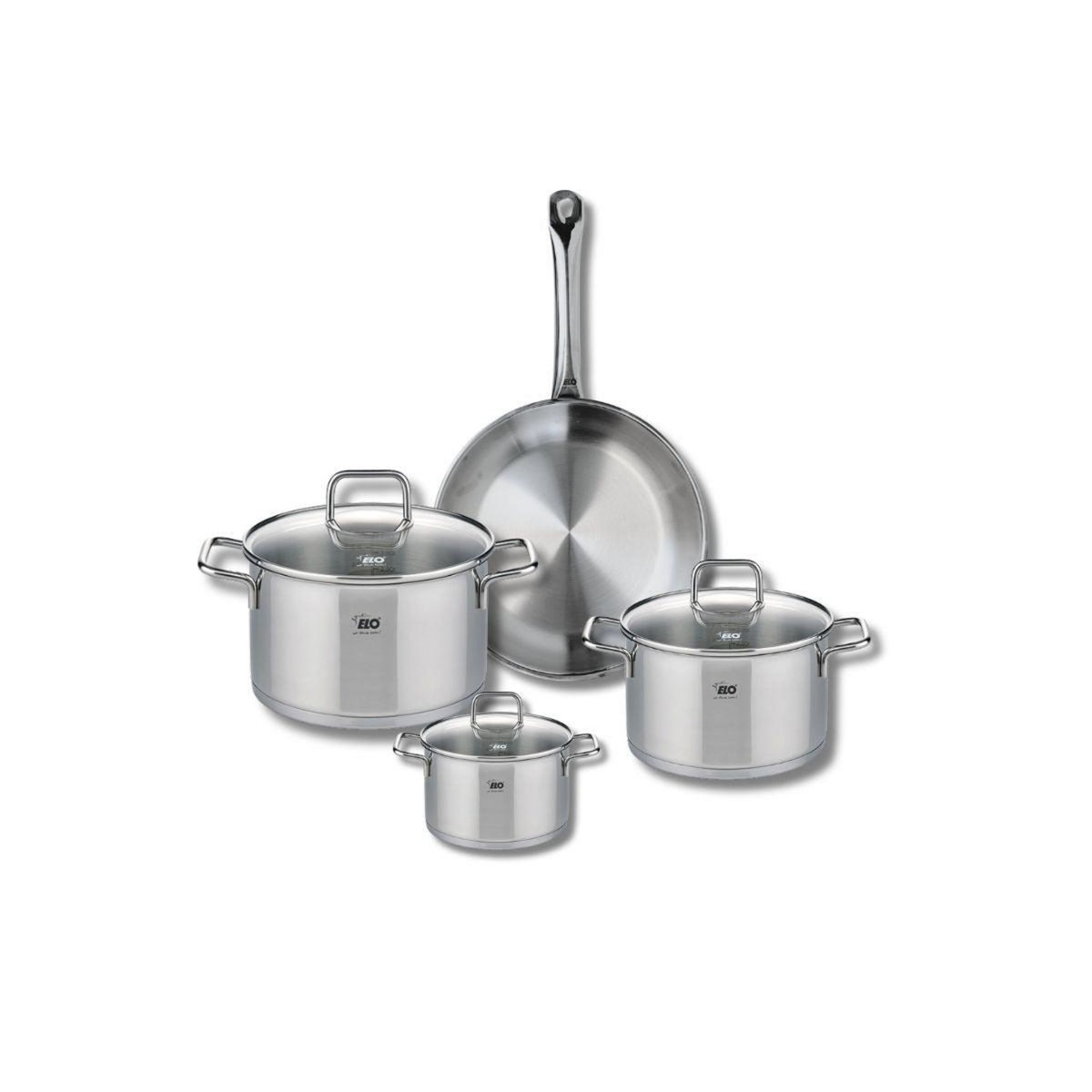 ELO Ensemble de 1 Poêle de cuisson 24 cm et 3 faitouts 12, 16 et 20 cm Elo Profi Citrin