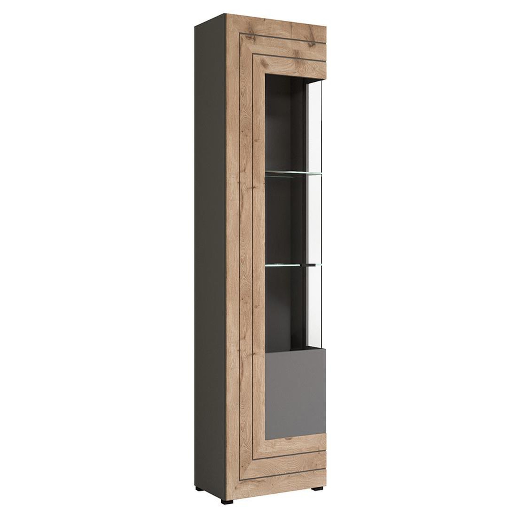 Voir la diapositive 2 : BEST MOBILIER Wexford - vitrine - gris et effet bois - 60x194 cm