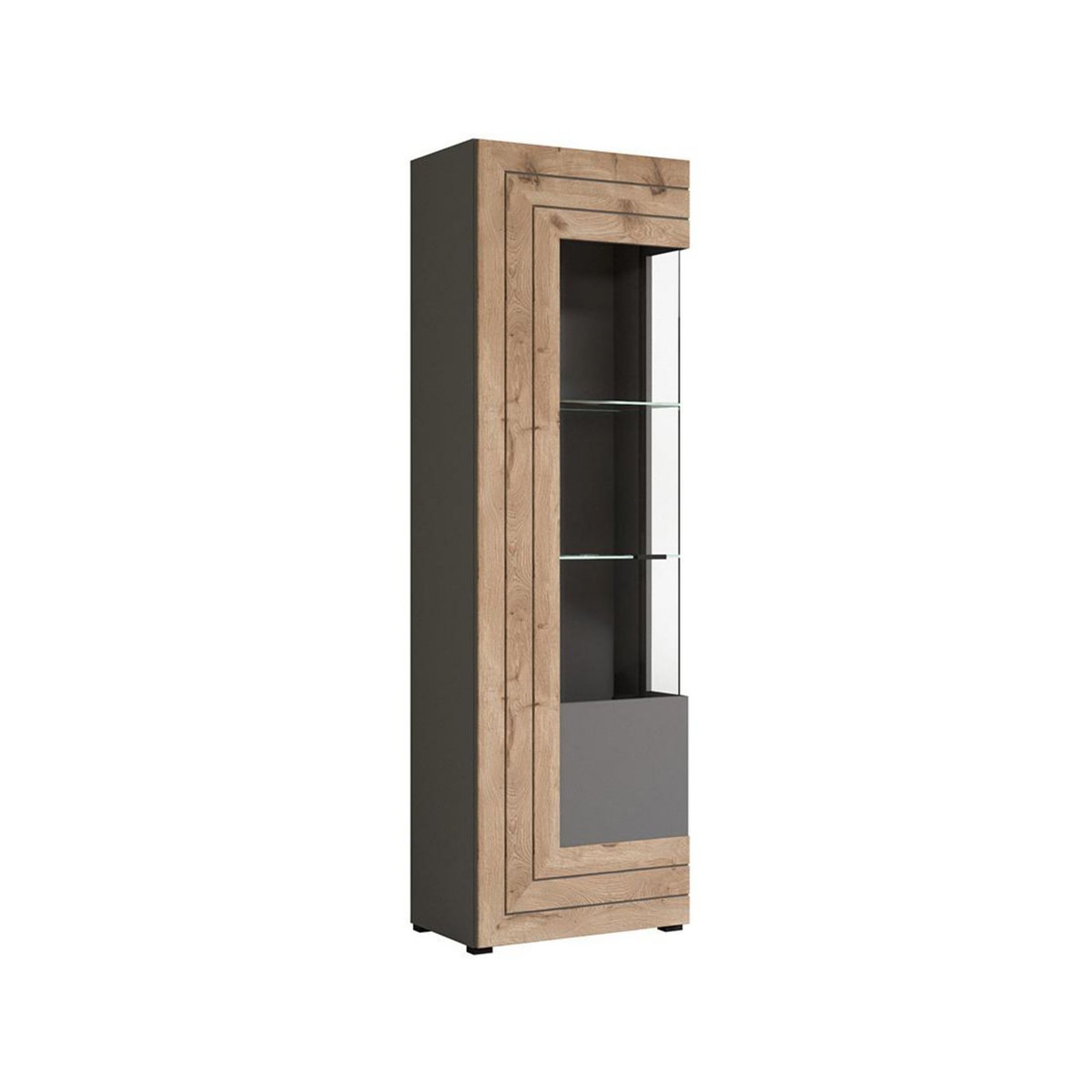 BEST MOBILIER Wexford - vitrine - gris et effet bois - 60x194 cm