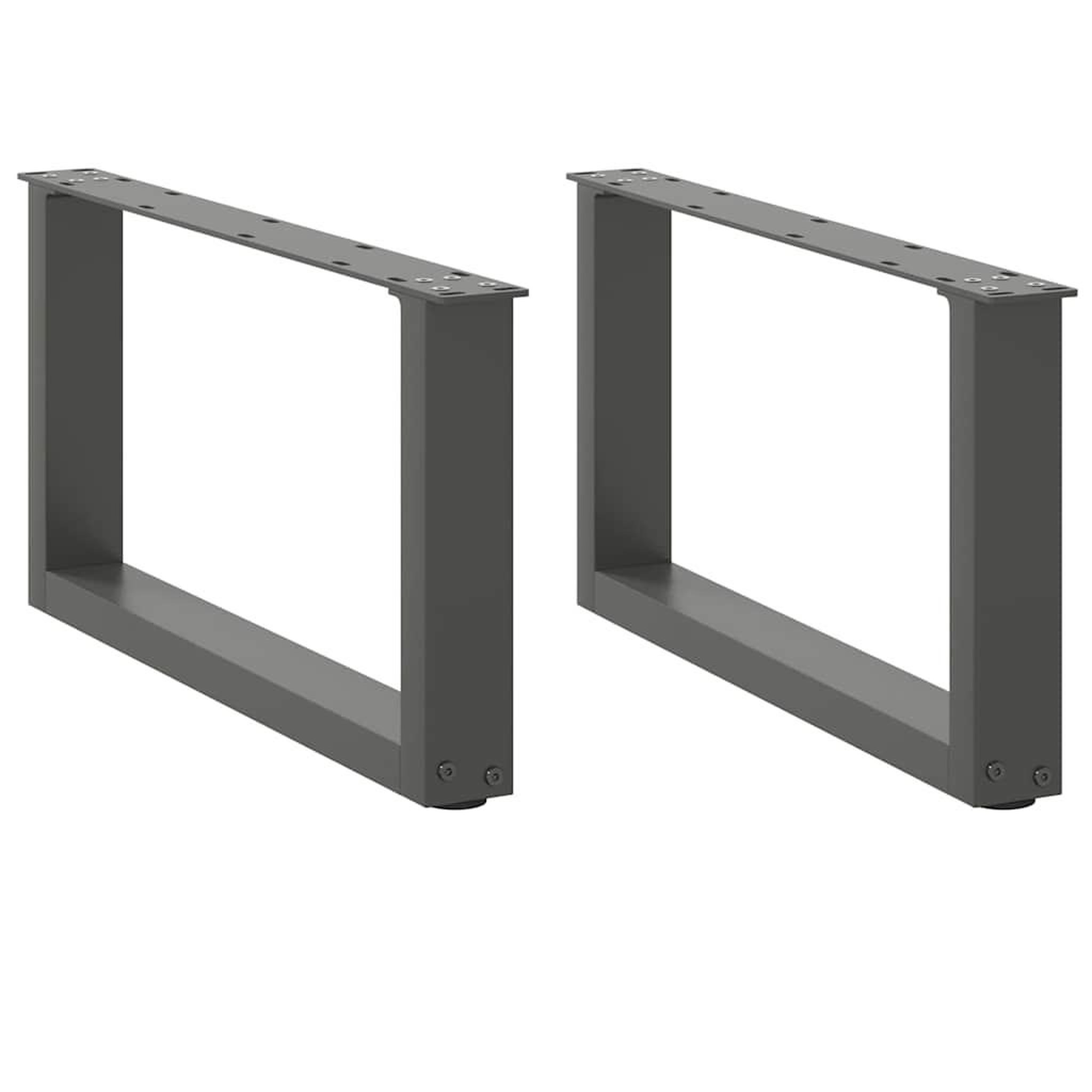 VIDAXL Pieds de table basse forme de U 2 pcs anthracite 70x(30-31) cm