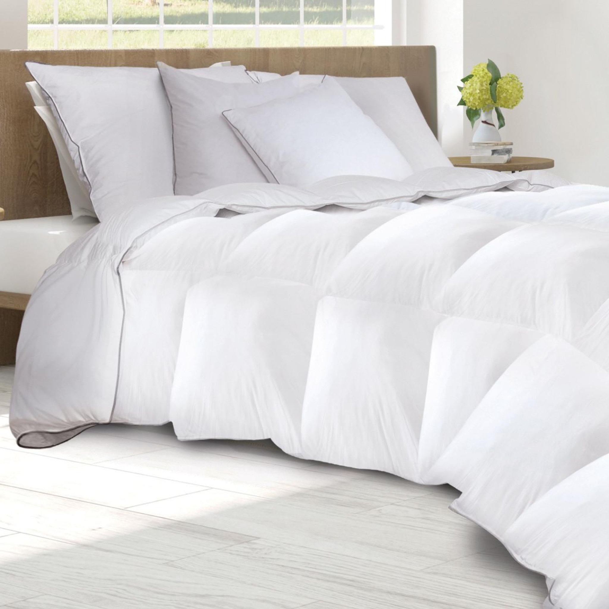 Voir la diapositive 5 : ID MARKET Couette 220x240 cm aela en plume d'oie anti acarien 500 gr + 2 oreillers