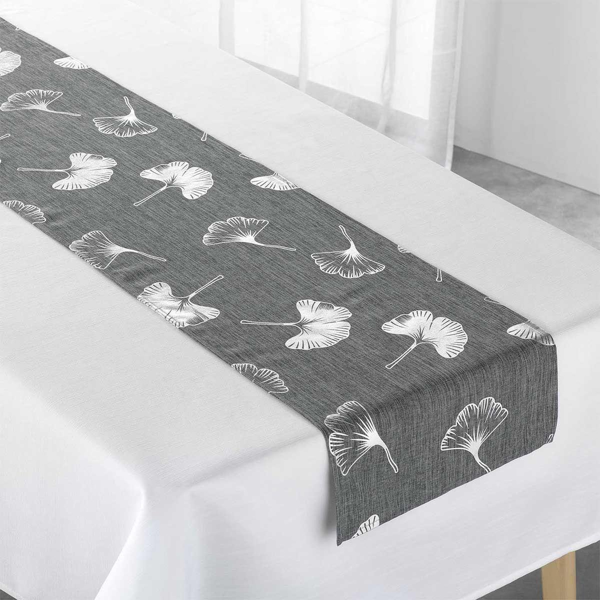 Douceur d'Intérieur Nappe & chemin de table  euphoria  140x250cm gris & argent