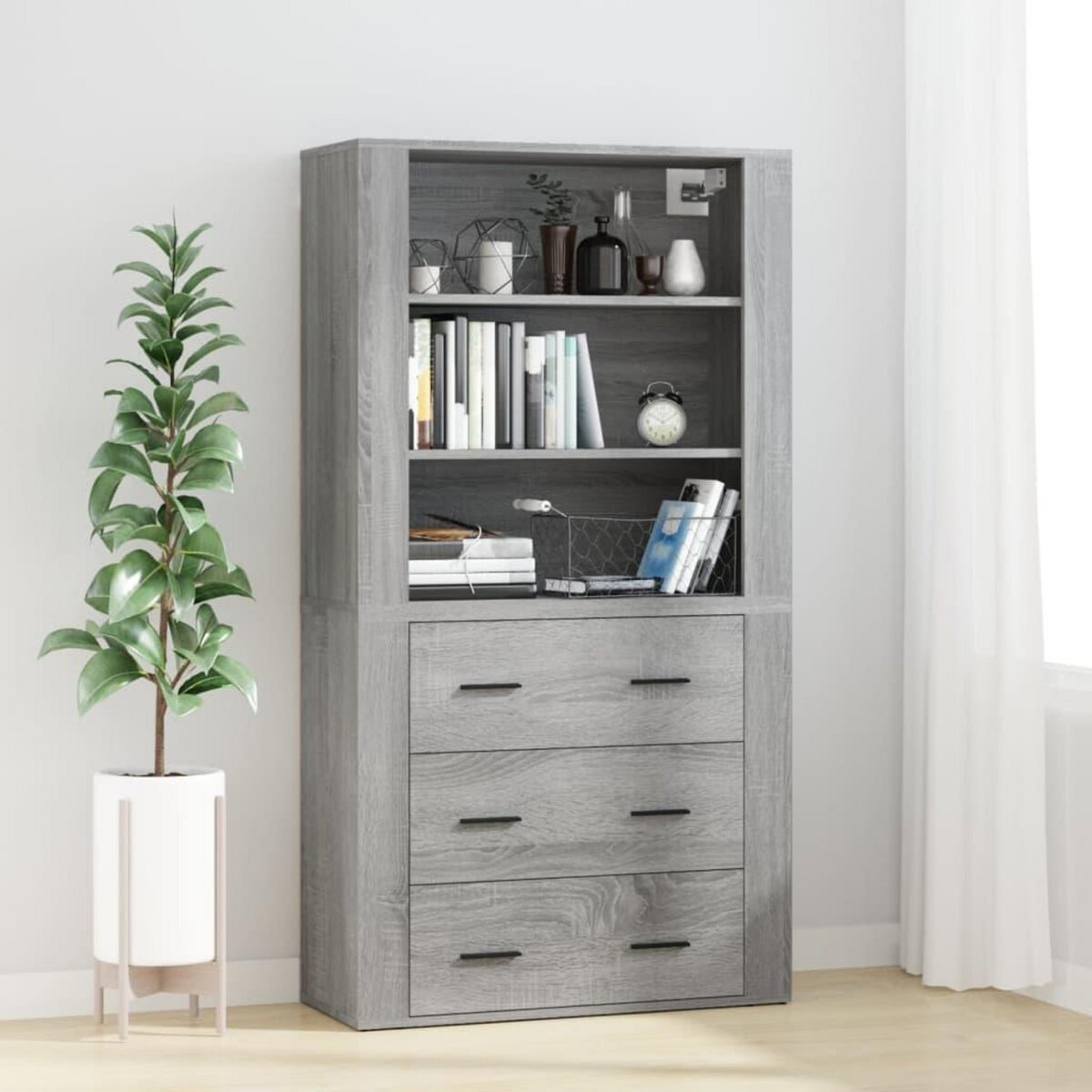 VIDAXL Buffet haut Sonoma gris Bois d'ingenierie