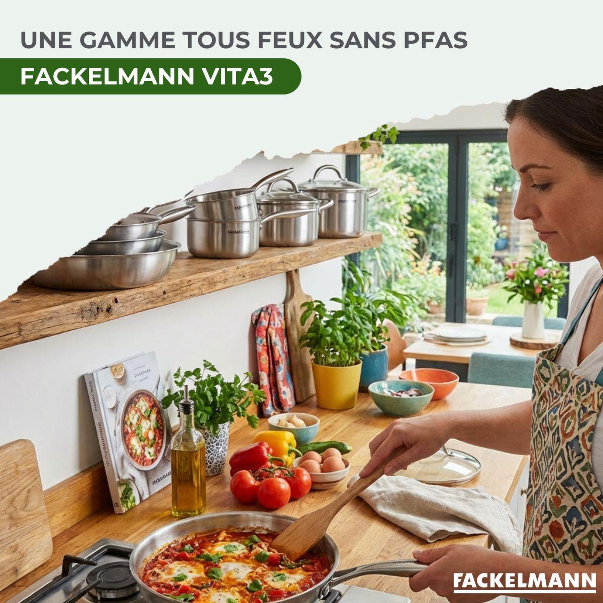 Voir la diapositive 2 : Fackelmann Batterie de cuisine avec 1 poêle de cuisson 20 cm 2 casseroles 14/18 cm et 2 faitouts 20/24 cm sans pfas fackelmann vita3