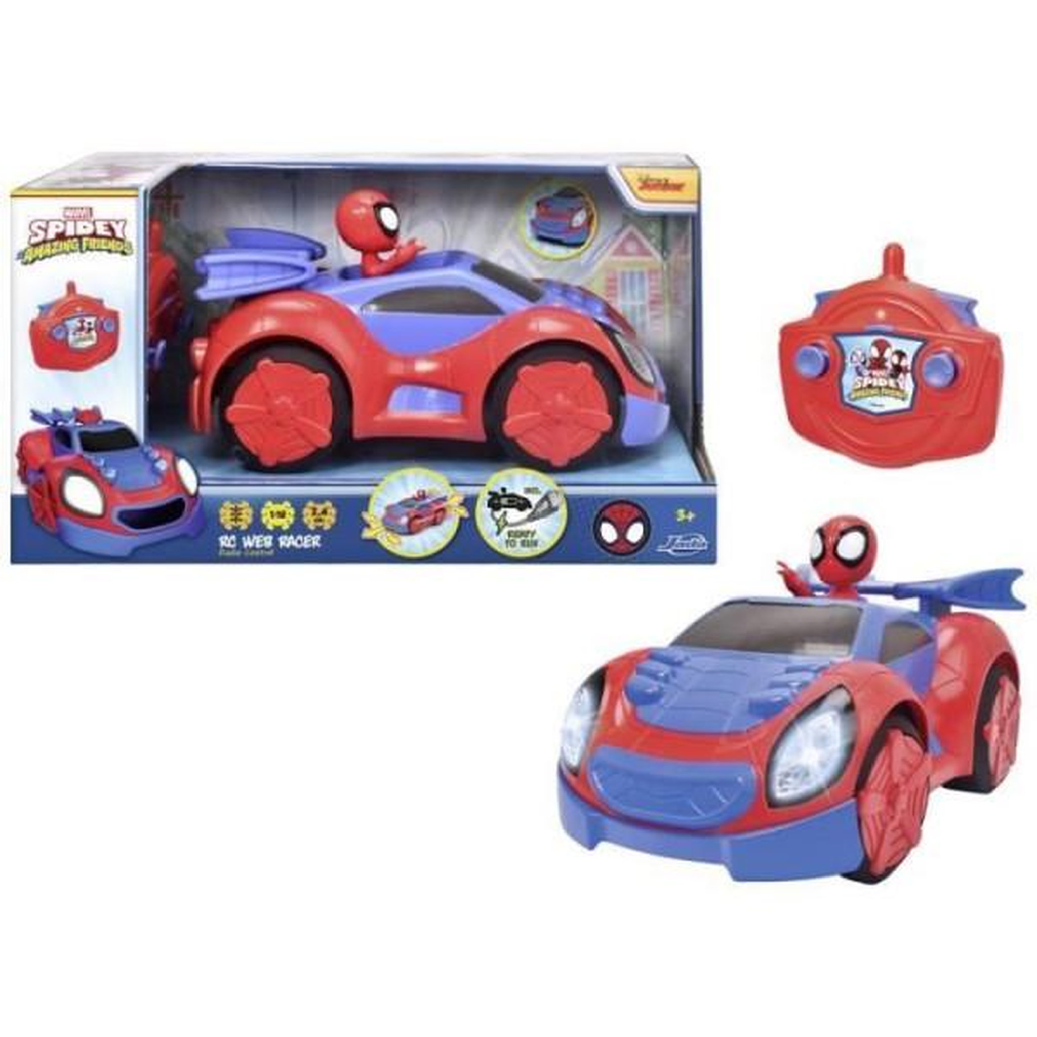 SIMBA.DICKIE.GROUP Spidey - voiture radiocommandée - 27cm - fonction turbo - batterie rechargeable par cable usb