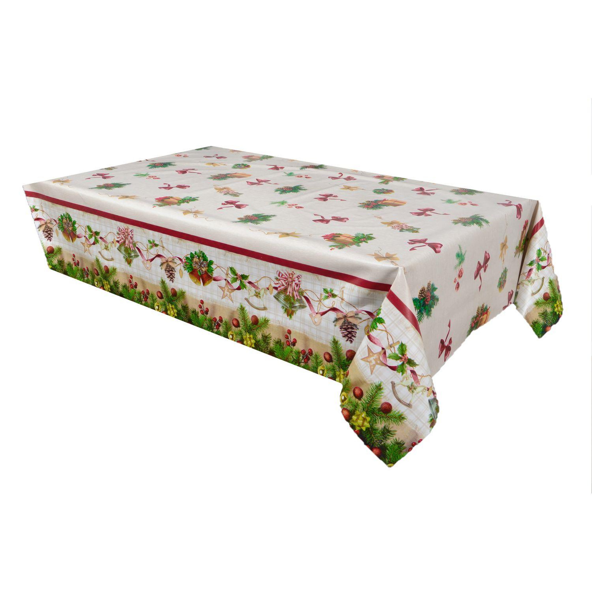 HABITABLE Nappe en toile cirée rectangulaire nœuds - 140 x 250 cm - ecru