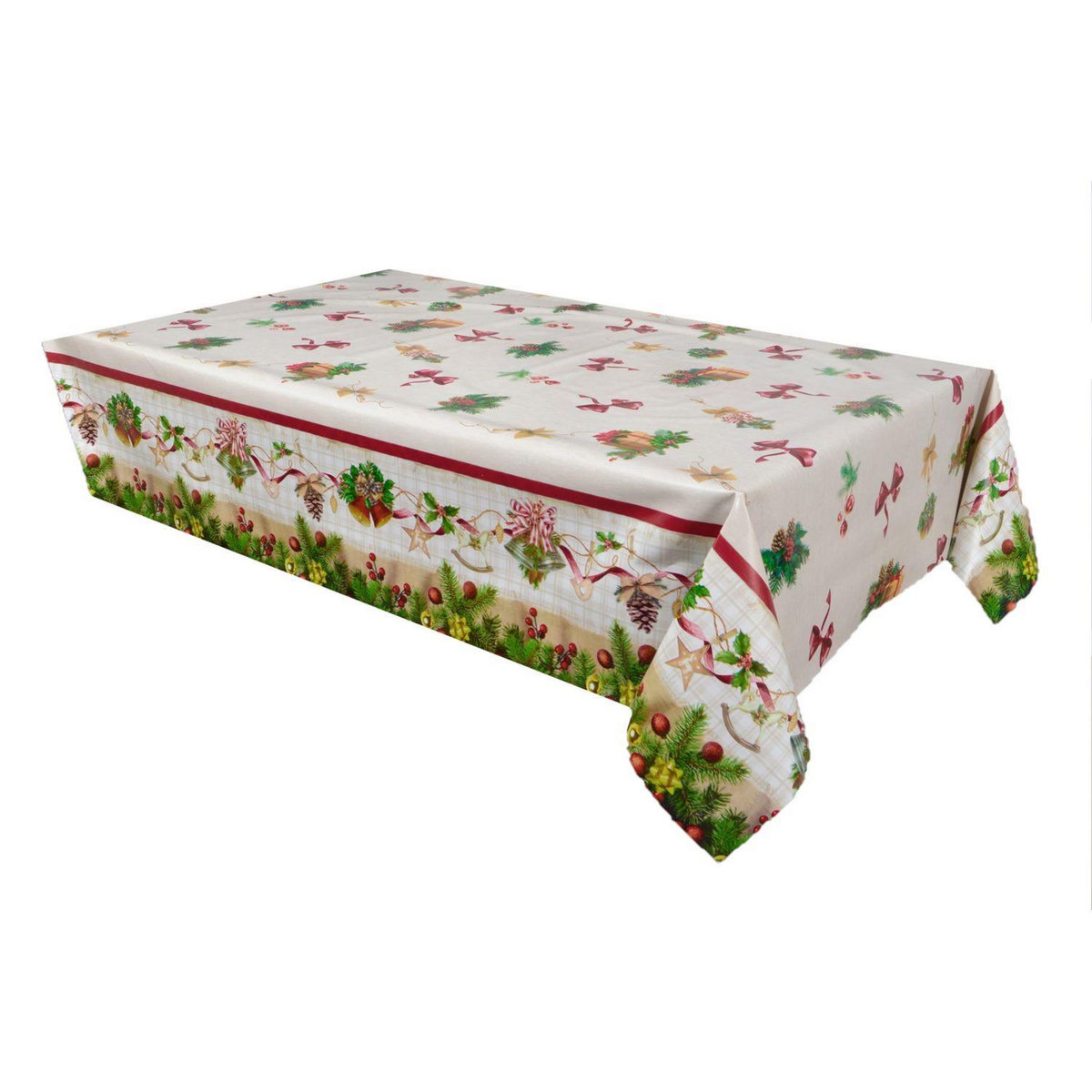 HABITABLE Nappe en toile cirée rectangulaire NŒUDS - 140 x 250 cm - Ecru