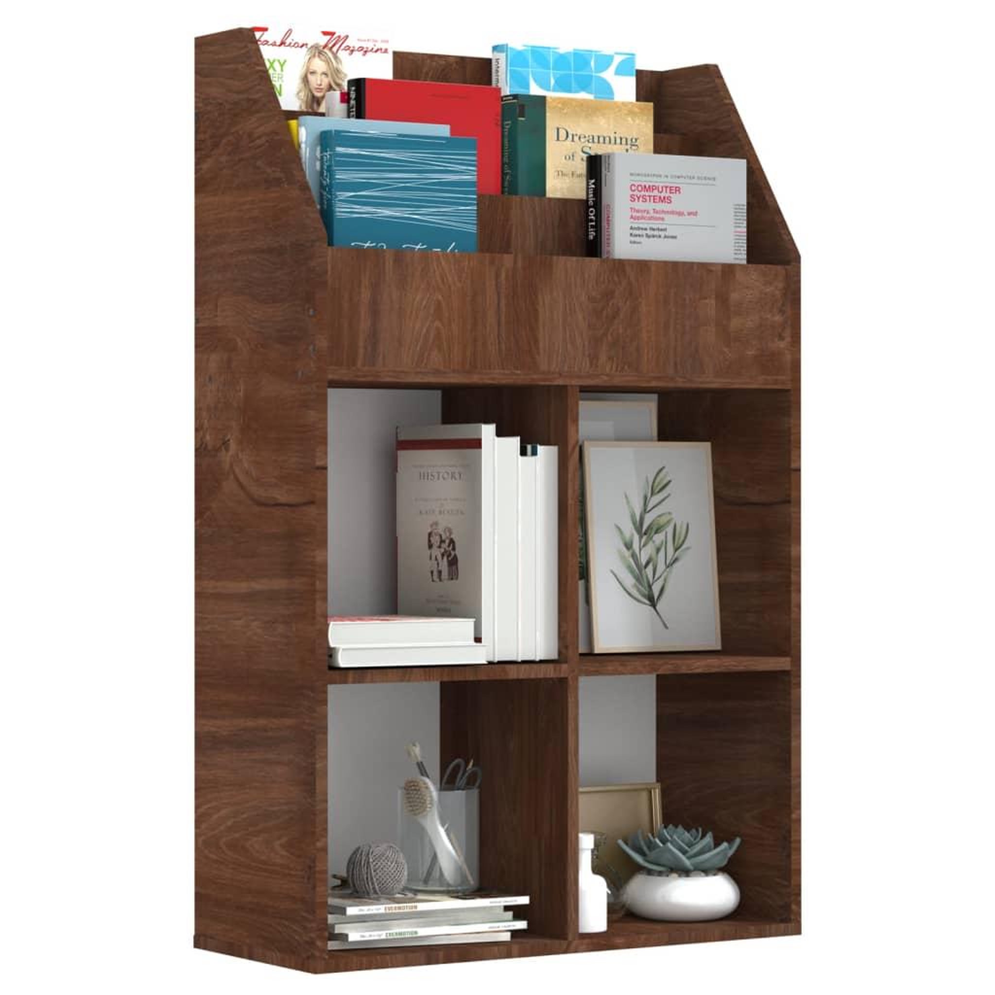 Voir la diapositive 4 : VIDAXL Porte-revue pour enfants Chene marron 71x30x114 cm