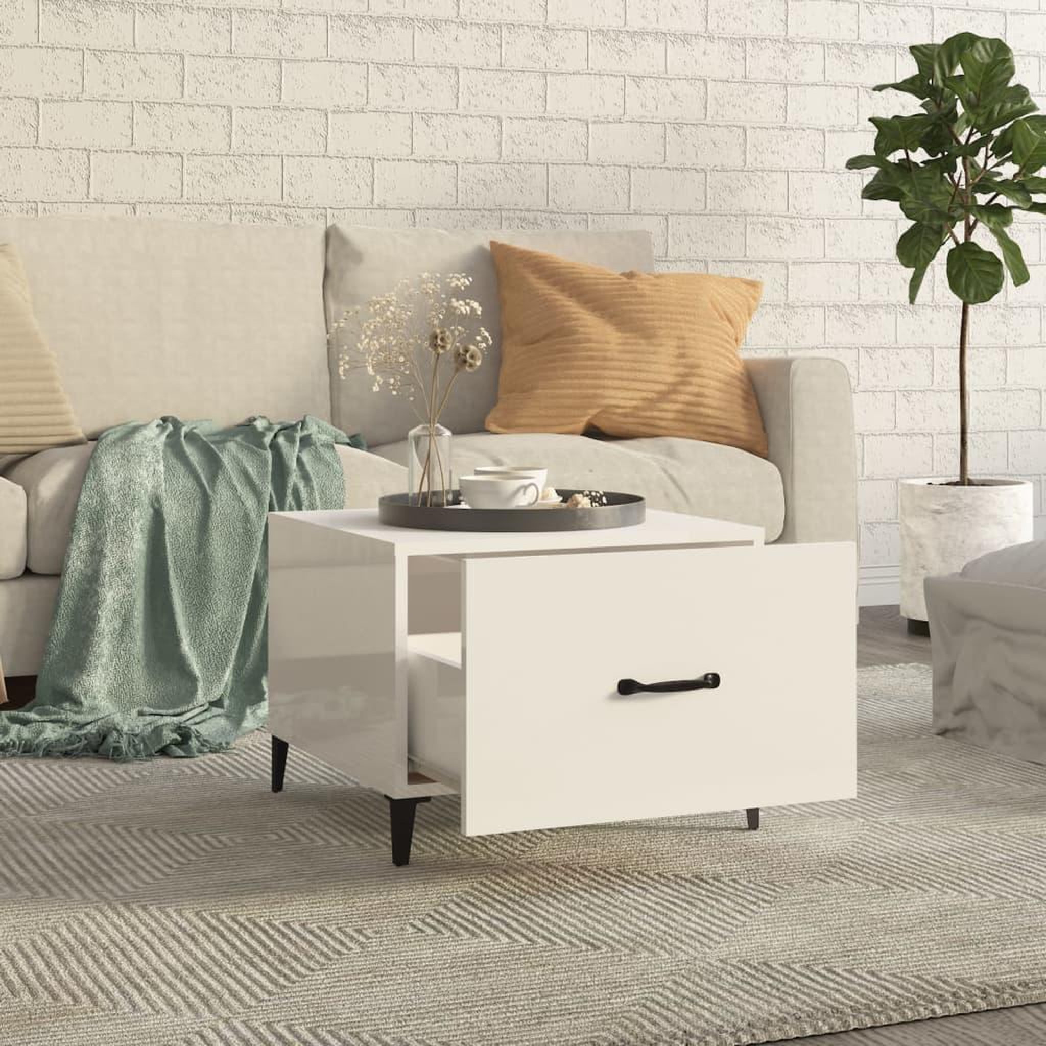 Voir la diapositive 3 : VIDAXL Tables basses avec pieds metal 2 pcs Blanc brillant 50x50x40 cm