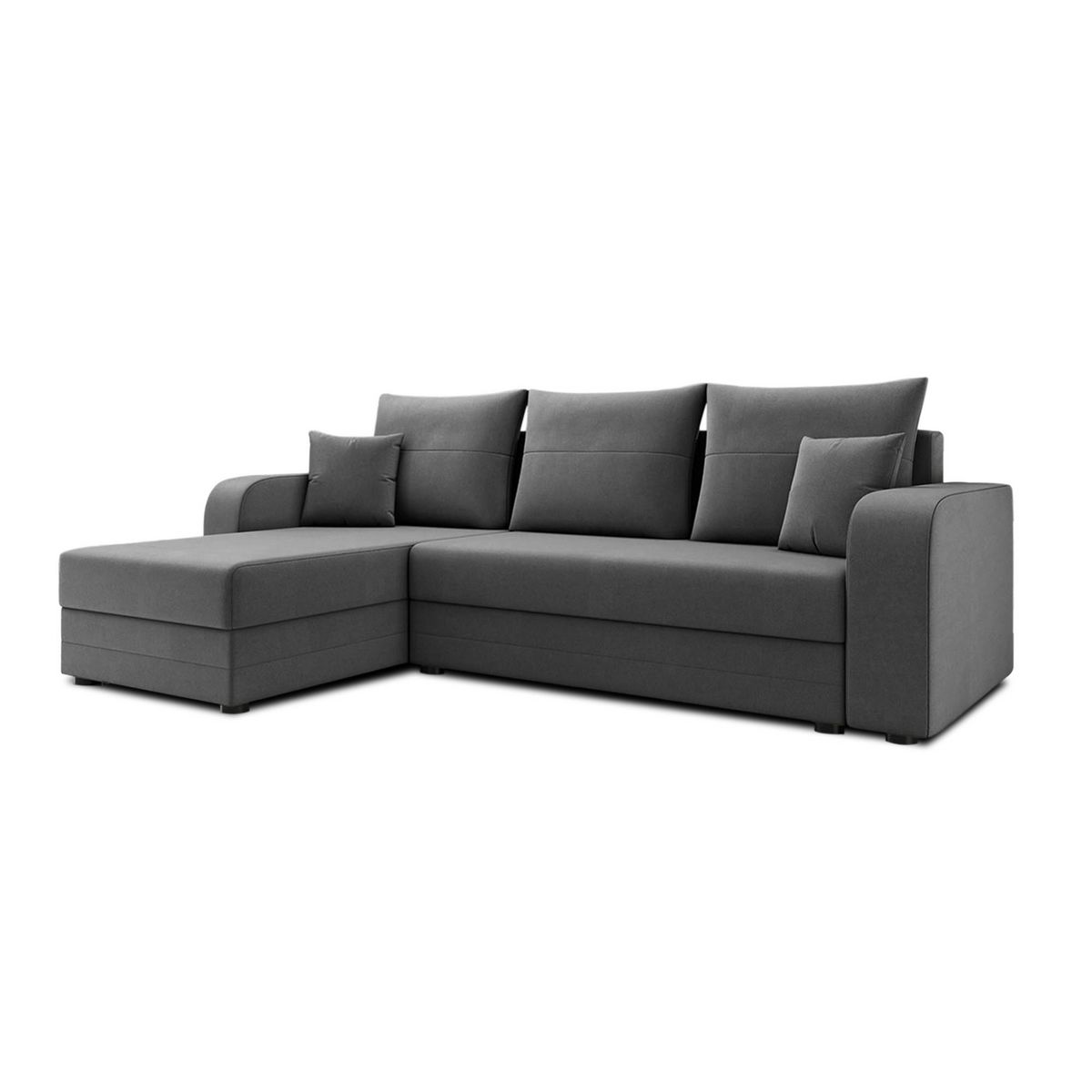 BEST MOBILIER Harvey - canapé d'angle réversible 4 places convertible avec coffre en velours