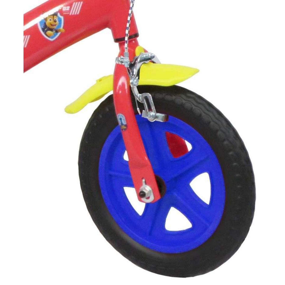 Nickelodeon Vélo enfant - Modèle 10'' Pat Patrouille pour enfant de 75/90 cm avec stabilisateurs - 1 frein - Plaque décorative avant et roues bâtons