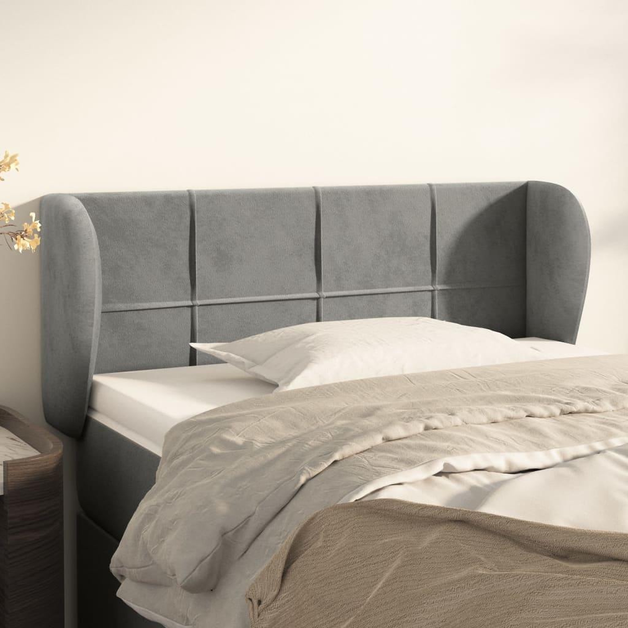 Voir la diapositive 1 : VIDAXL Tete de lit avec oreilles Gris clair 83x23x78/88 cm Velours