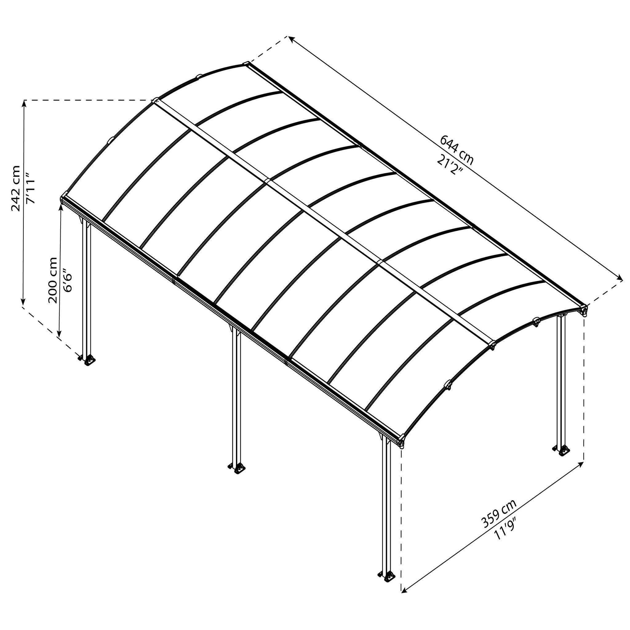 Voir la diapositive 3 : Canopia by PALRAM Carport aluminium 20,1 m² ARCADIA 6400