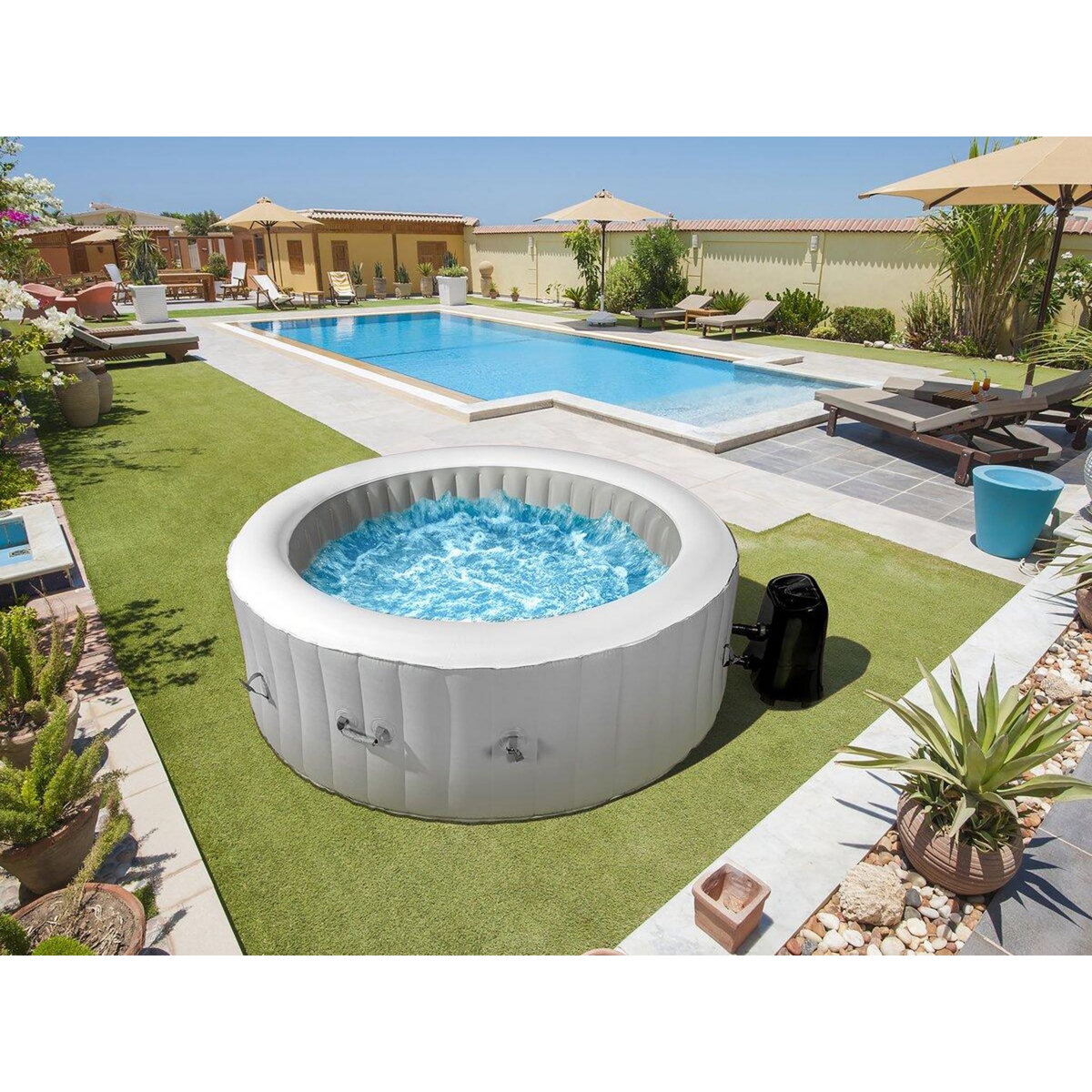 Habitat et Jardin Spa gonflable  4 places  Santorin  - 180 x 180 x 65 cm - Gris