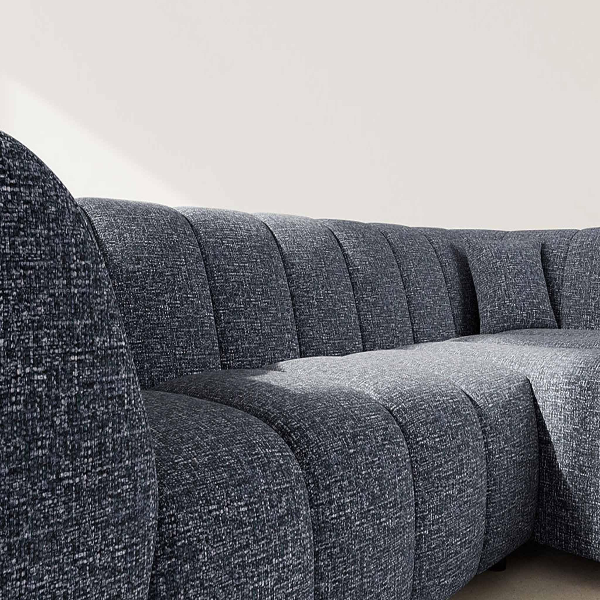 Voir la diapositive 4 : LISA DESIGN Curtis - canapé d'angle droit 4 places avec accoudoir en tissu texturé