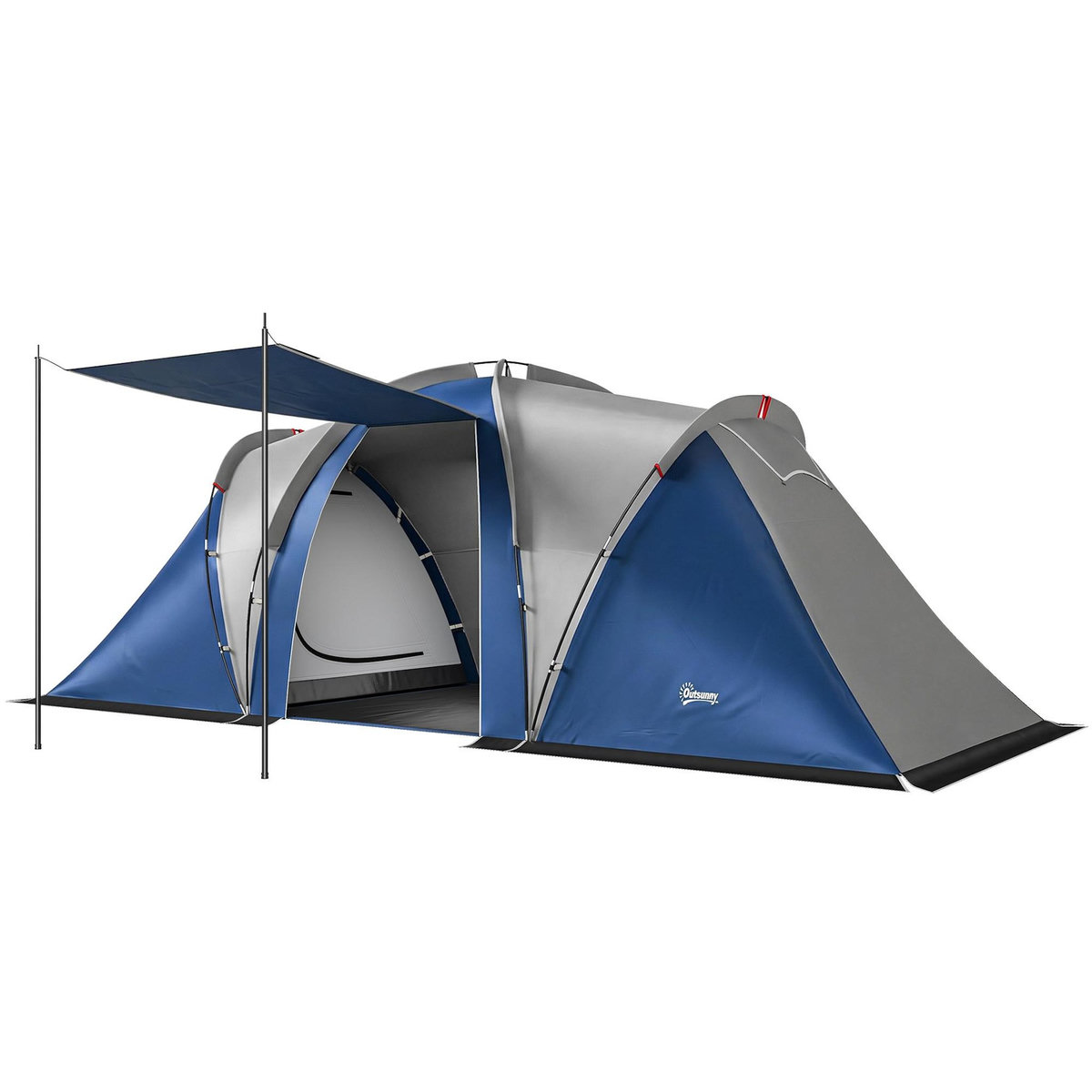 OUTSUNNY Tente de camping tunnel familiale 4-5 pers. imperméable 3000mm - 550x220x190cm - bleu
