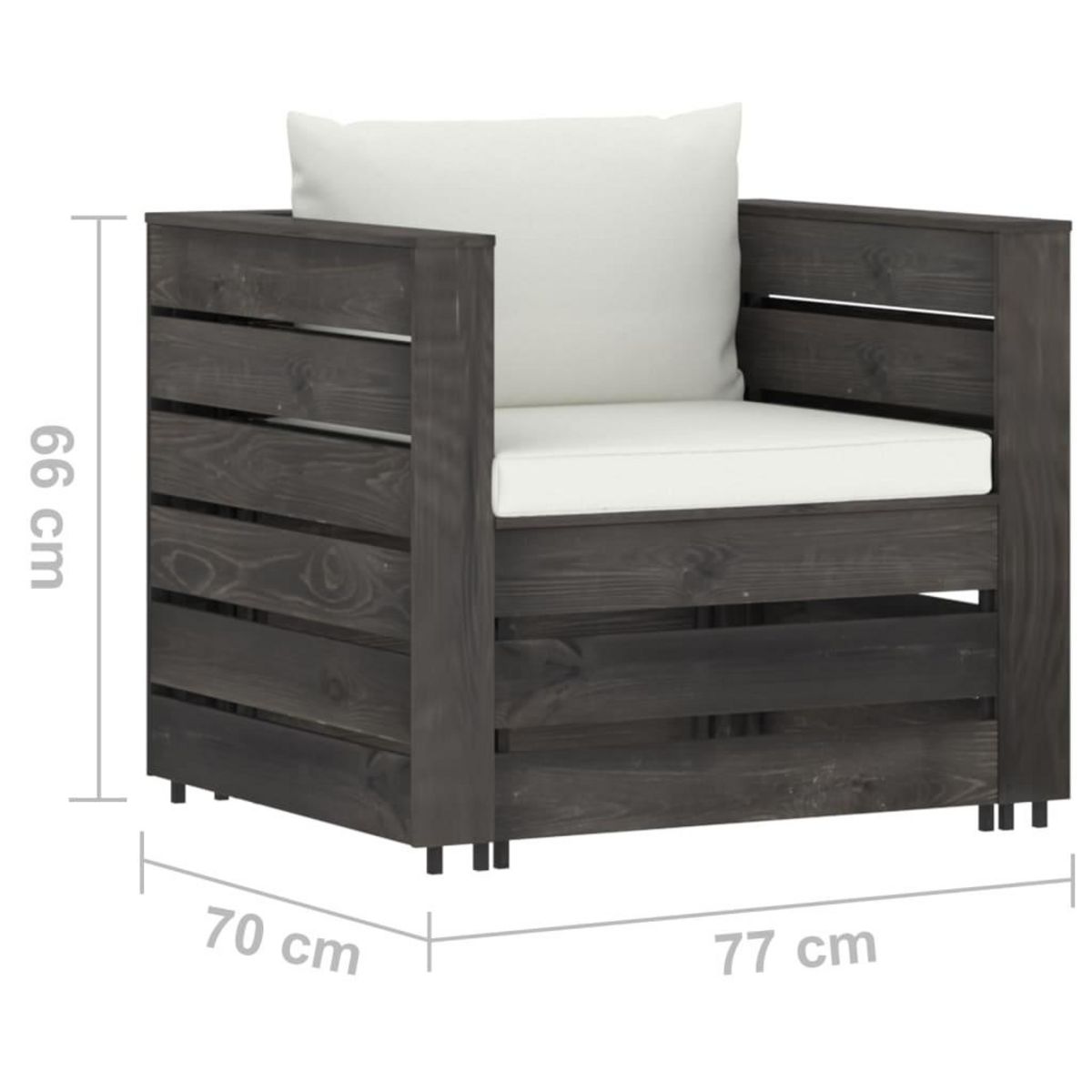 VIDAXL Salon de jardin 2 pcs avec coussins Bois impregne de gris