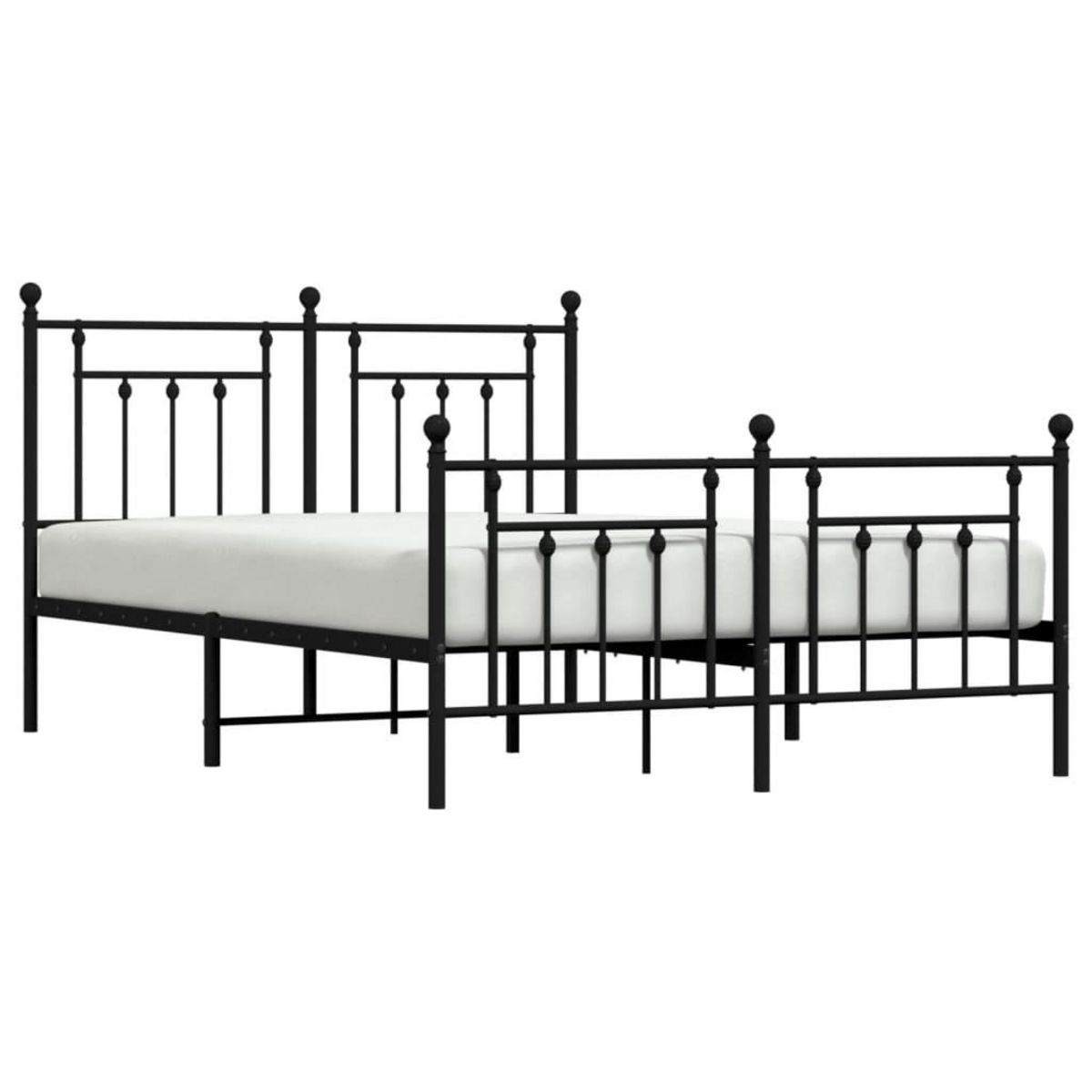 VIDAXL Cadre de lit metal sans matelas avec pied de lit noir 140x190cm