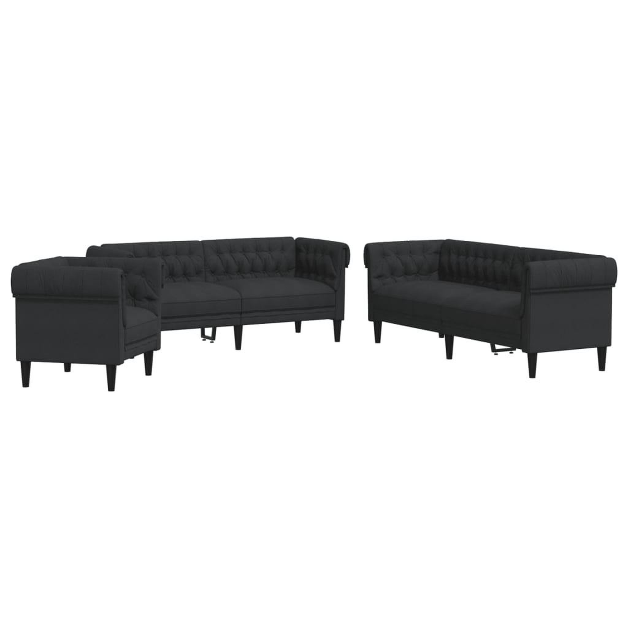 Voir la diapositive 2 : VIDAXL Ensemble de canapes 3 pcs noir tissu