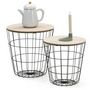 Voir la diapositive 4 : VS VENTA-STOCK Set de 2 Tables Basses Everest, Plateau en placage de Bois Naturel et Structure métal