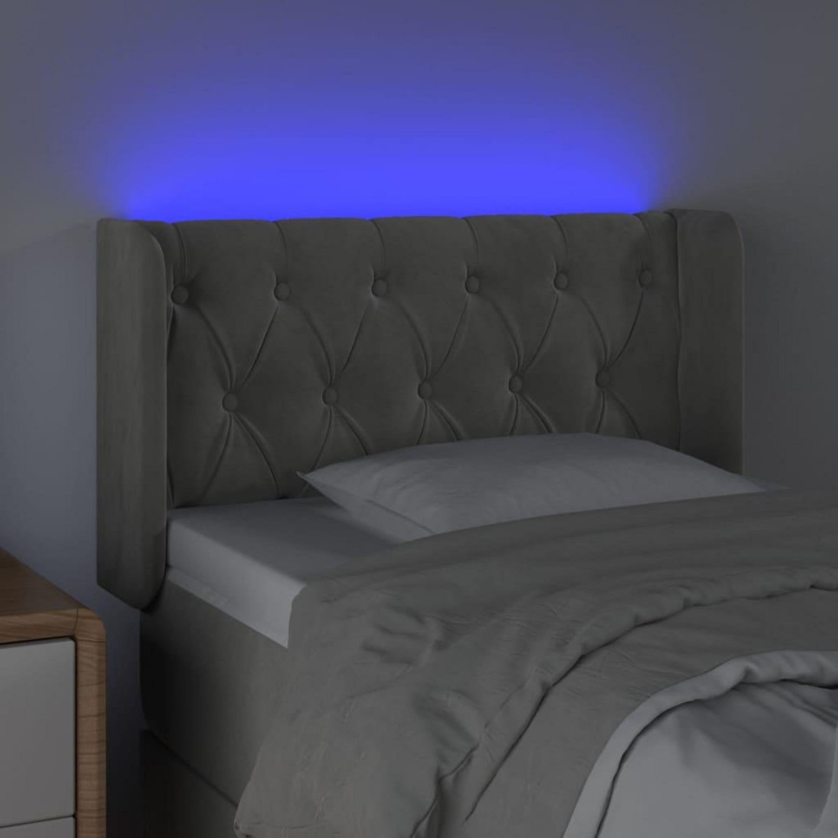VIDAXL Tete de lit a LED Gris clair 83x16x78/88 cm Velours