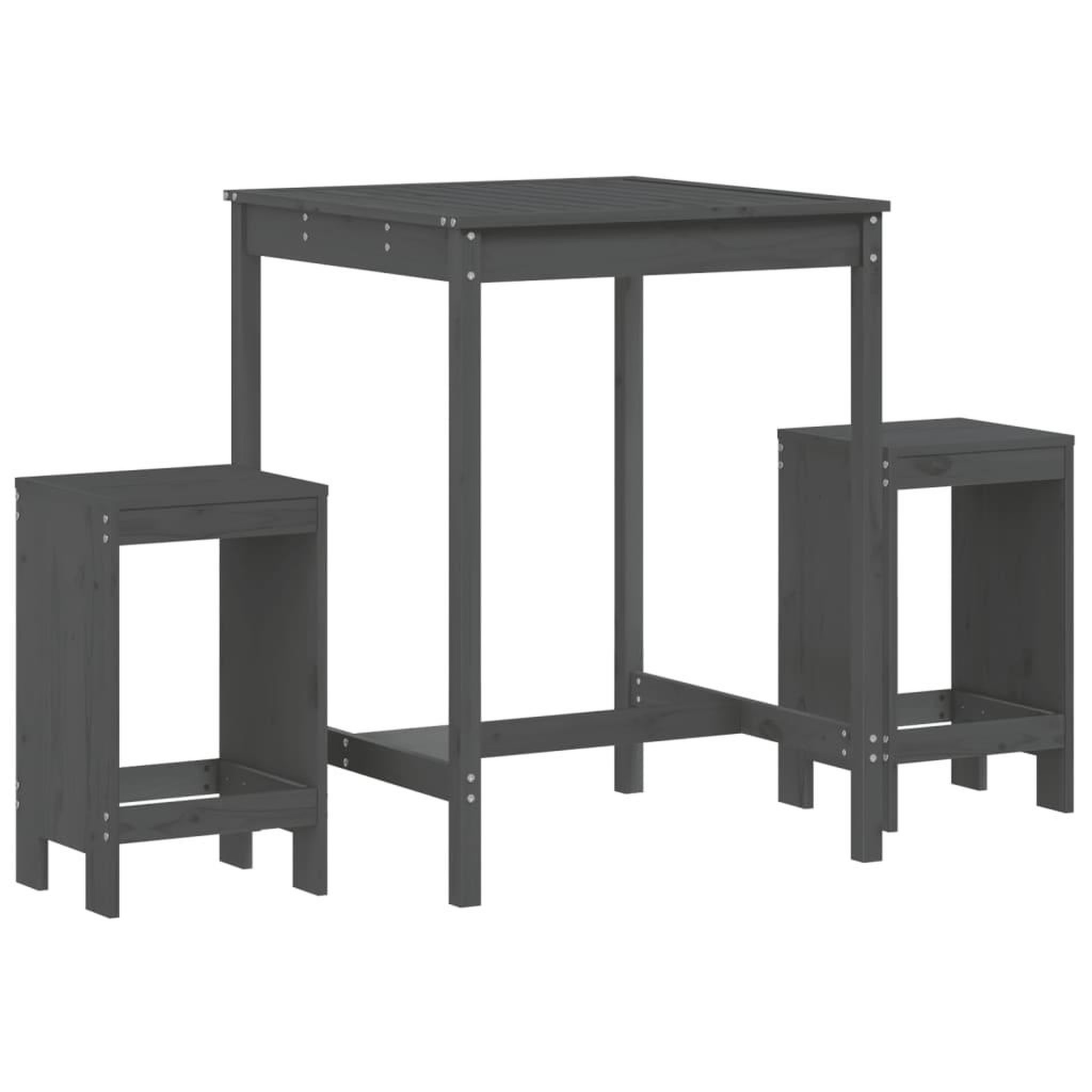 Voir la diapositive 2 : VIDAXL Ensemble de bar de jardin 3 pcs gris bois de pin massif