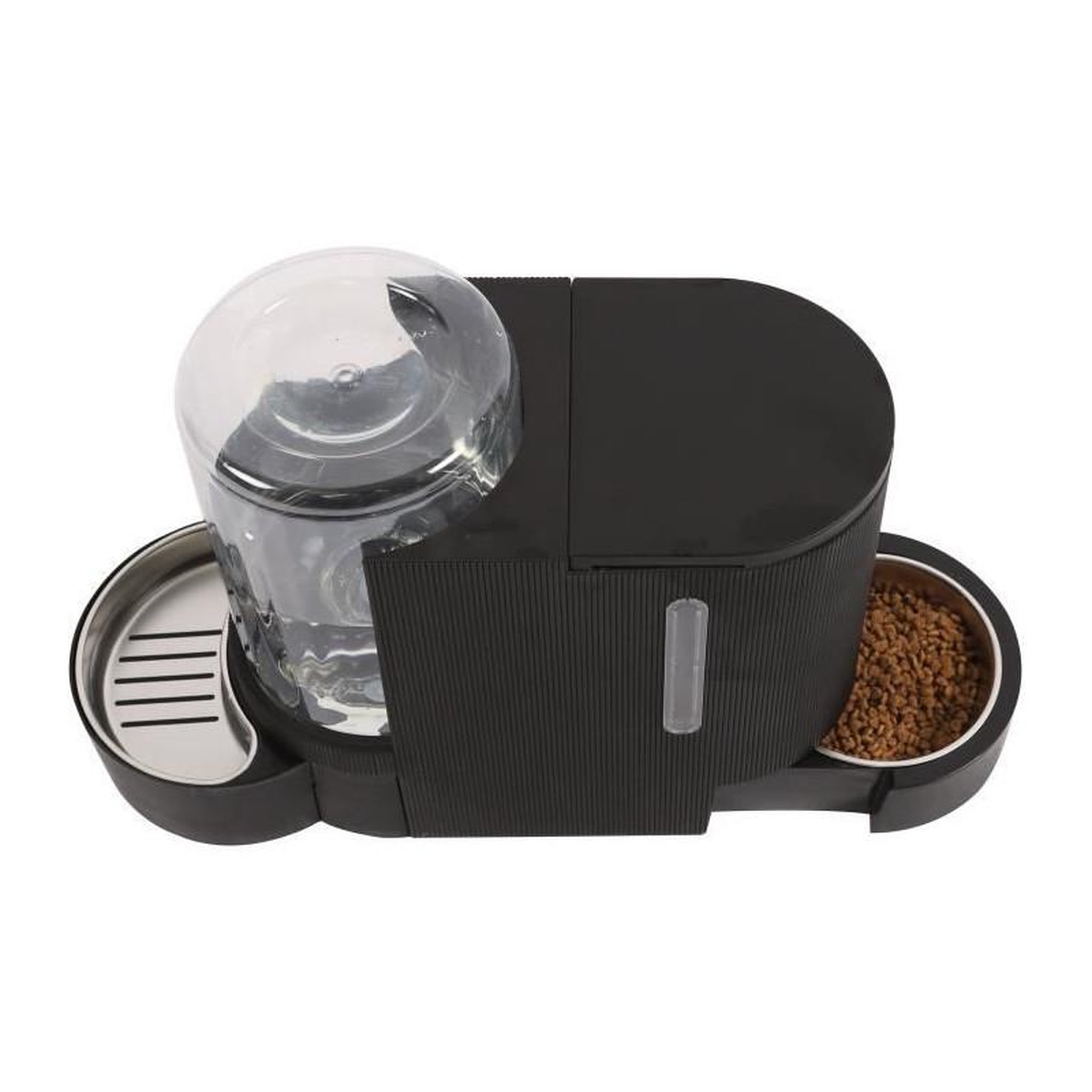 M PETS Distributeur de croquettes et d'eau M.PETS DUPLO 1,3kg/3L - 40x16.2x29.1 cm - Noir